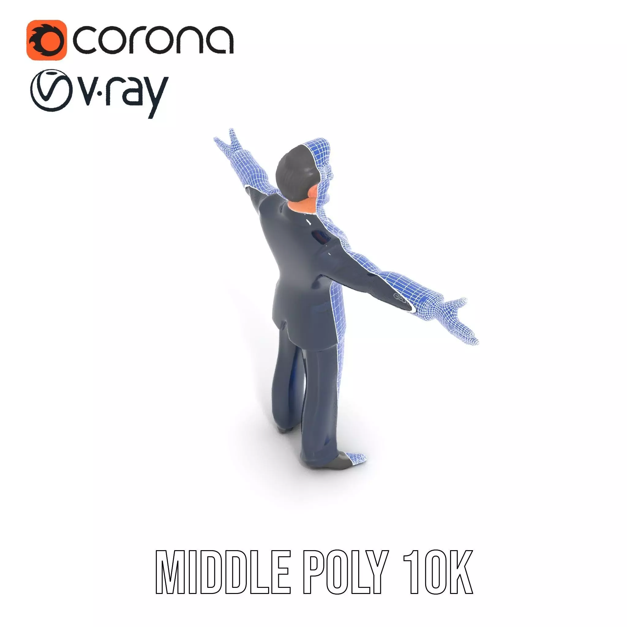 Cartoon Businessman Character in Suit Model Pack Low-poly 3D model_27