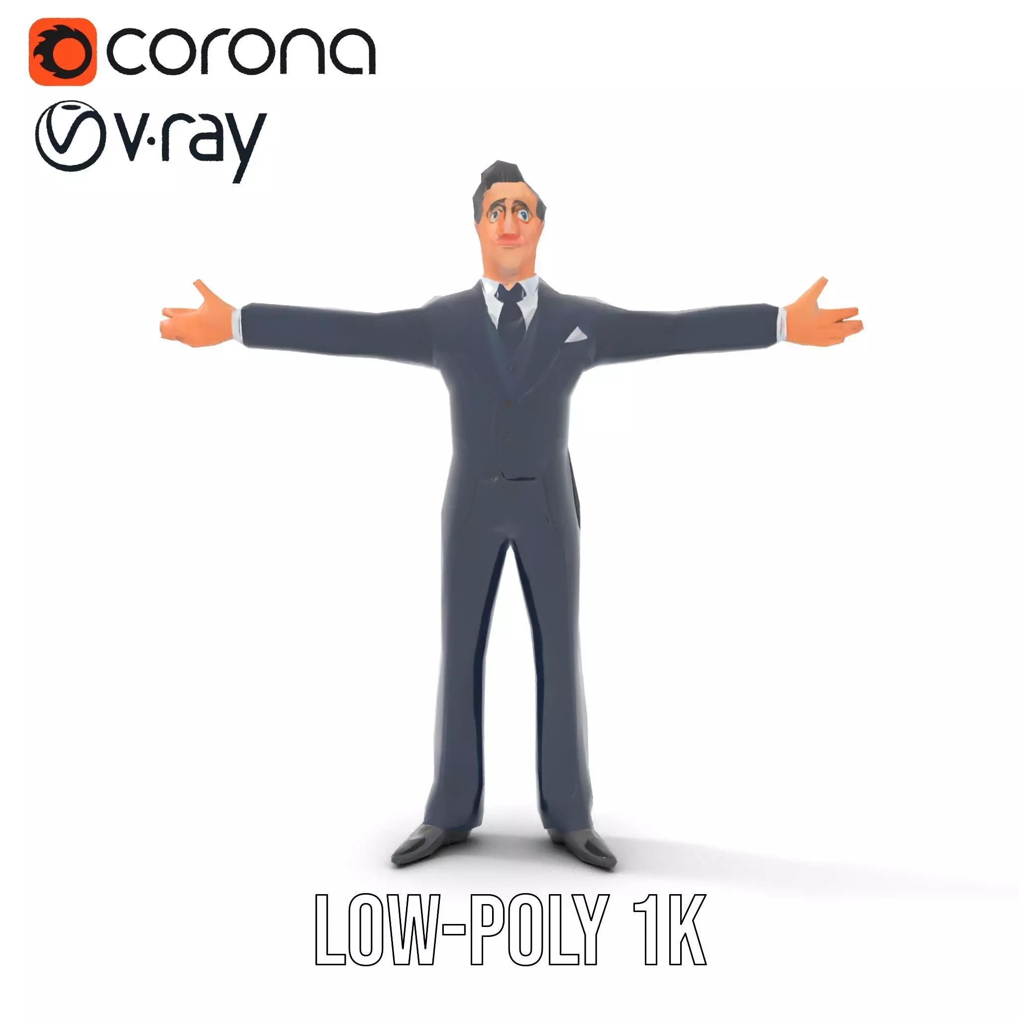 Cartoon Businessman Character in Suit Model Pack Low-poly 3D model_28
