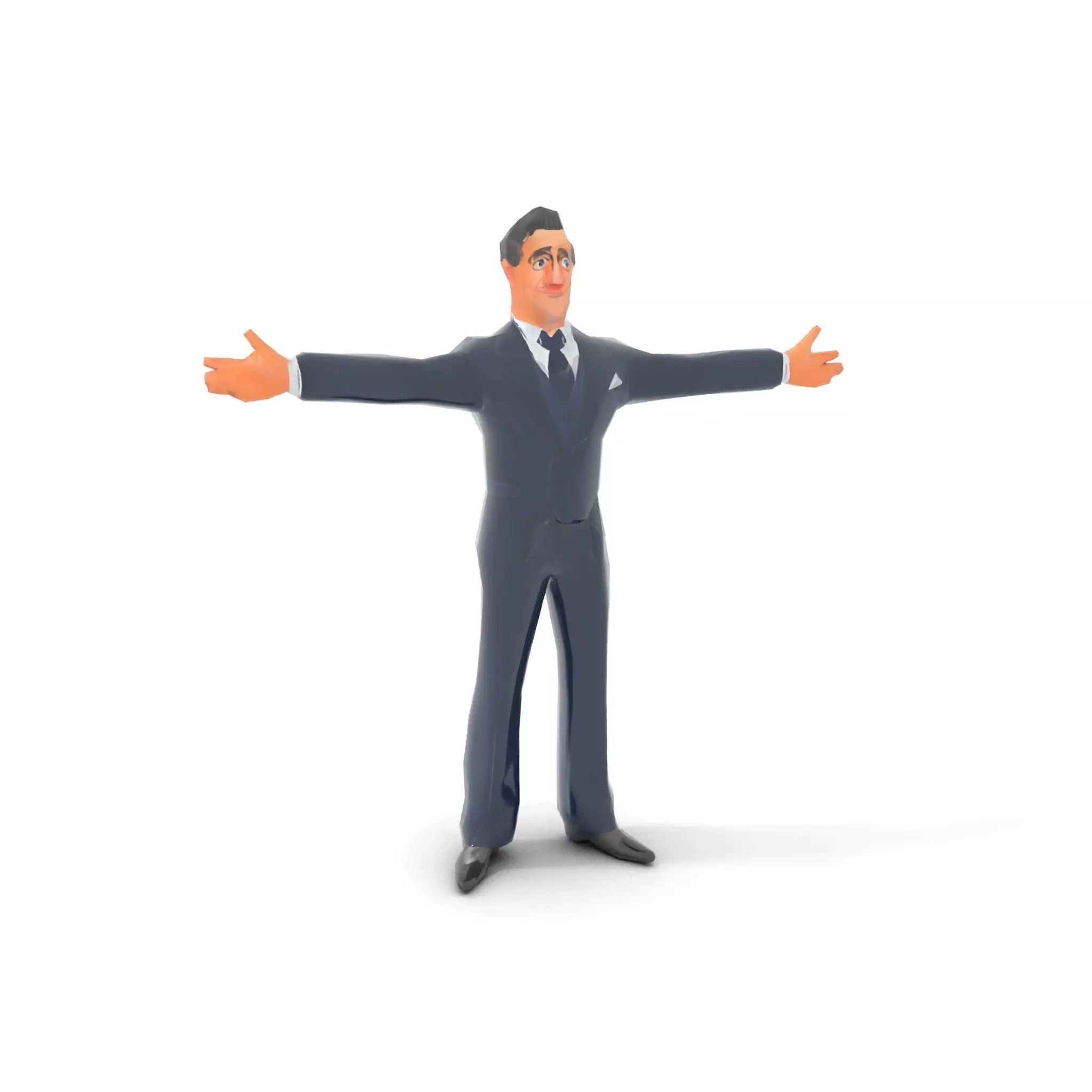 Cartoon Businessman Character in Suit Model Pack Low-poly 3D model_13