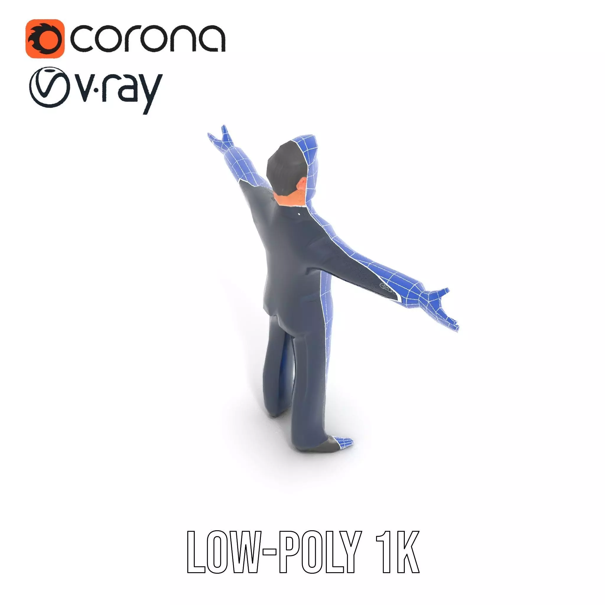 Cartoon Businessman Character in Suit Model Pack Low-poly 3D model_16