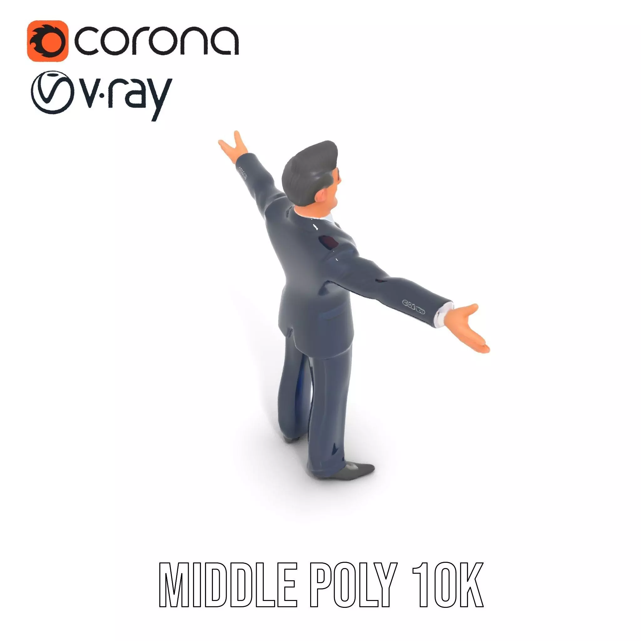 Cartoon Businessman Character in Suit Model Pack Low-poly 3D model_10