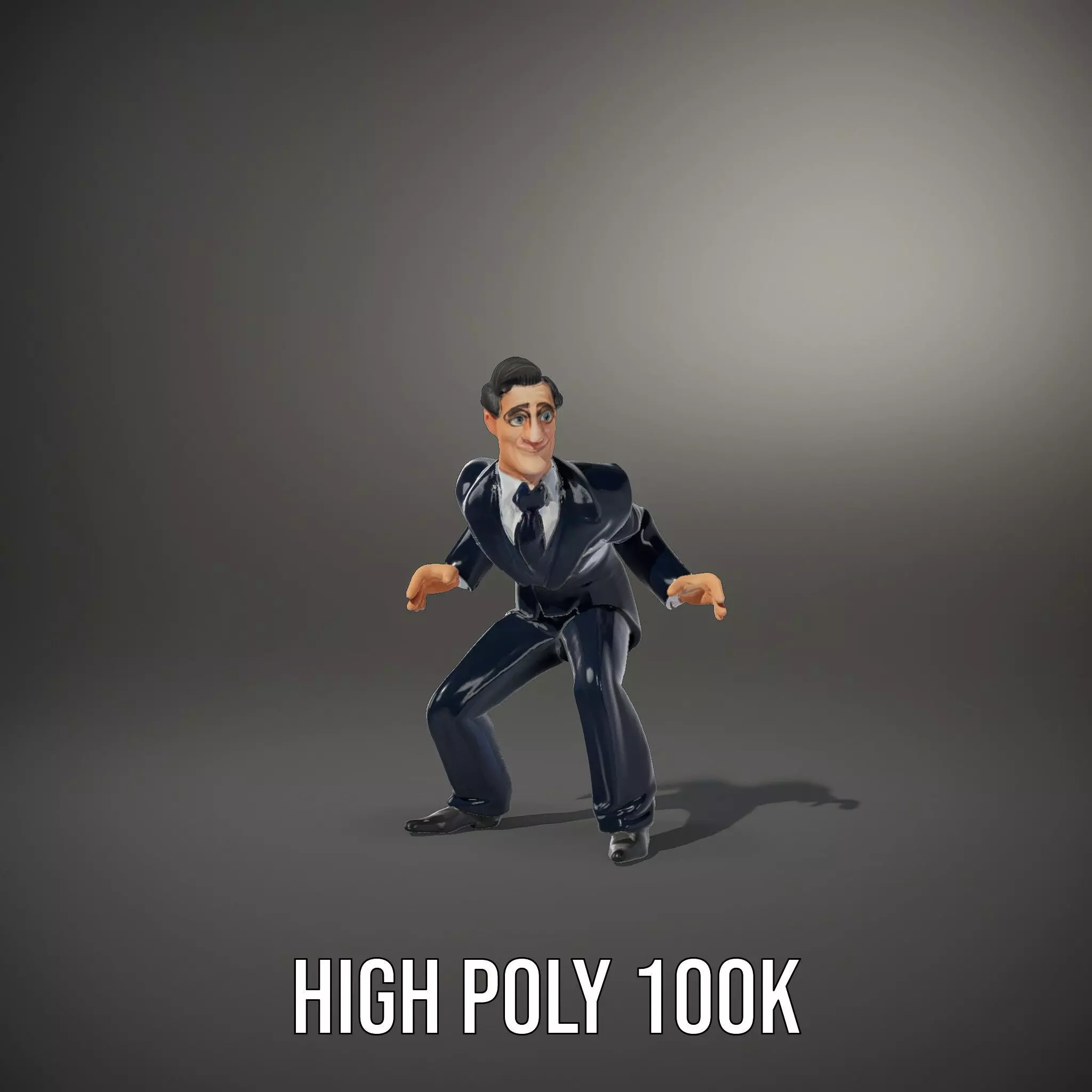 Cartoon Businessman Character in Suit Model Pack Low-poly 3D model_34