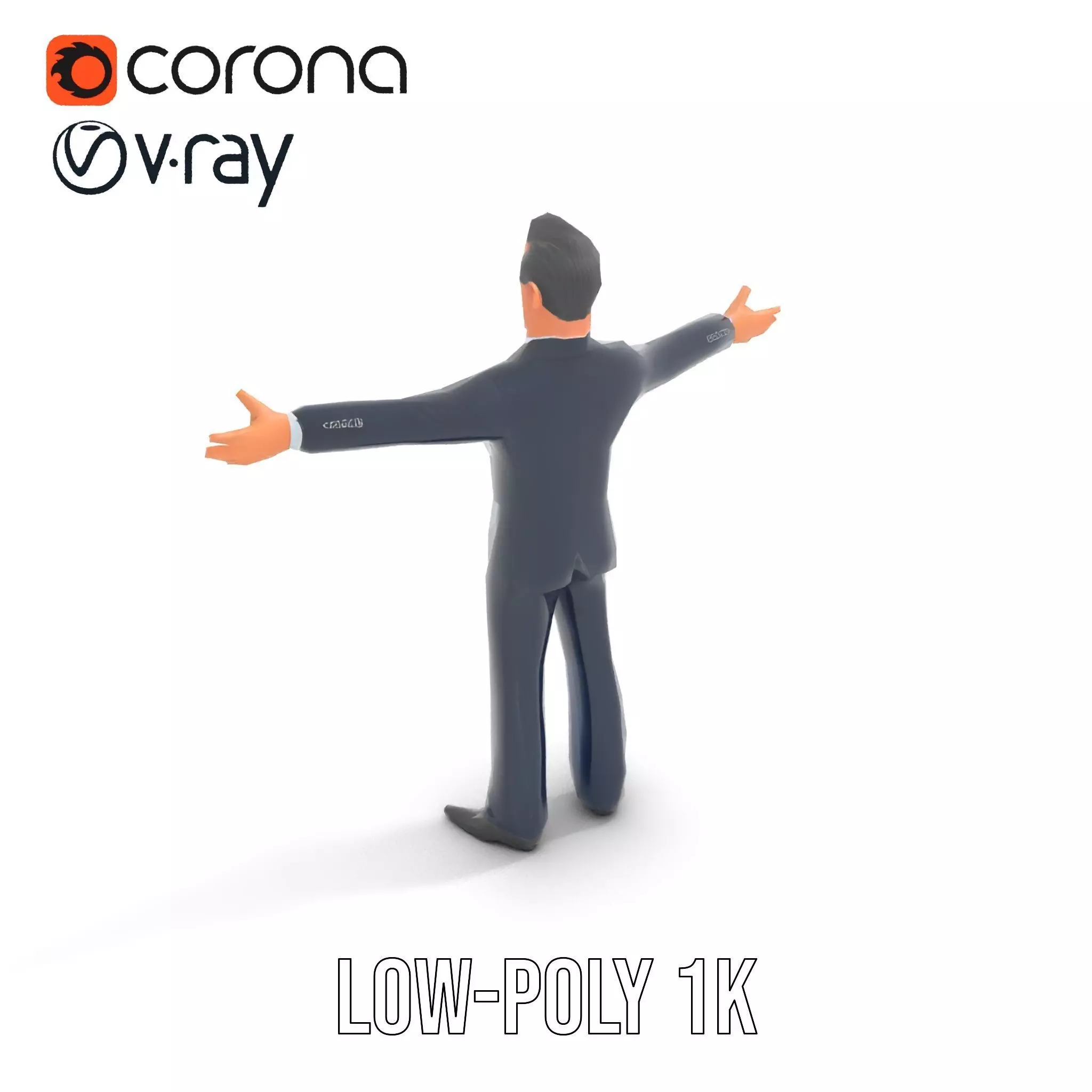 Cartoon Businessman Character in Suit Model Pack Low-poly 3D model_9