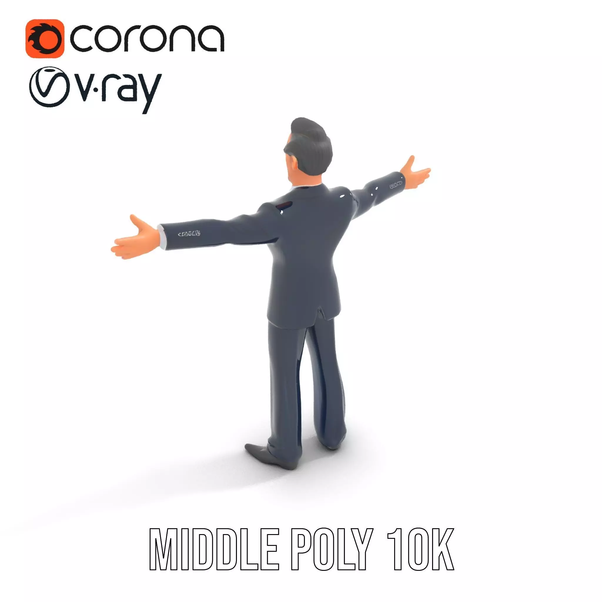 Cartoon Businessman Character in Suit Model Pack Low-poly 3D model_18