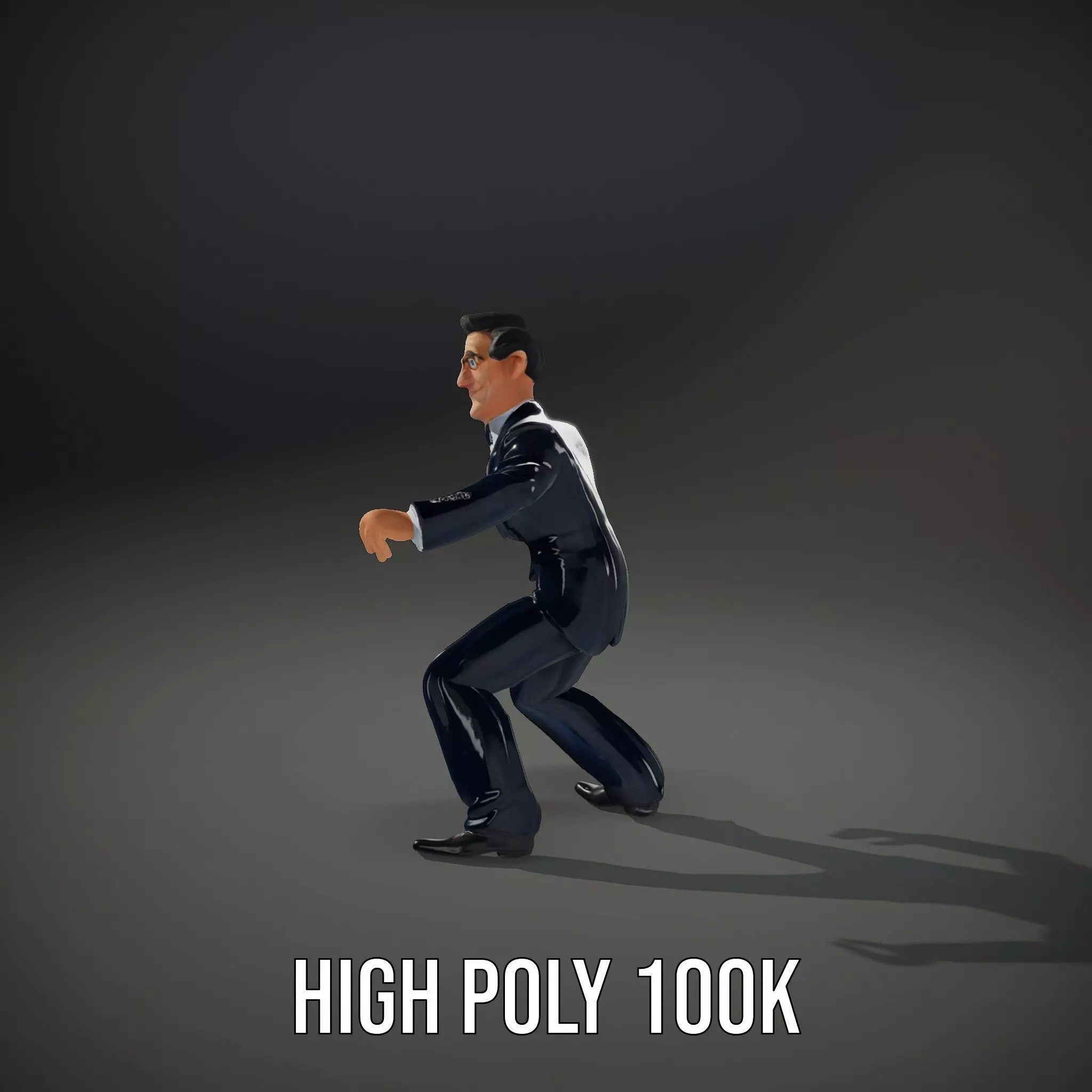 Cartoon Businessman Character in Suit Model Pack Low-poly 3D model_33