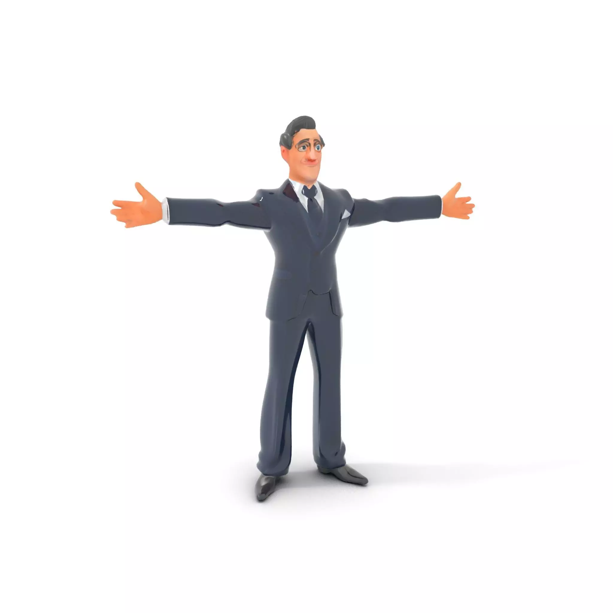 Cartoon Businessman Character in Suit Model Pack Low-poly 3D model_12