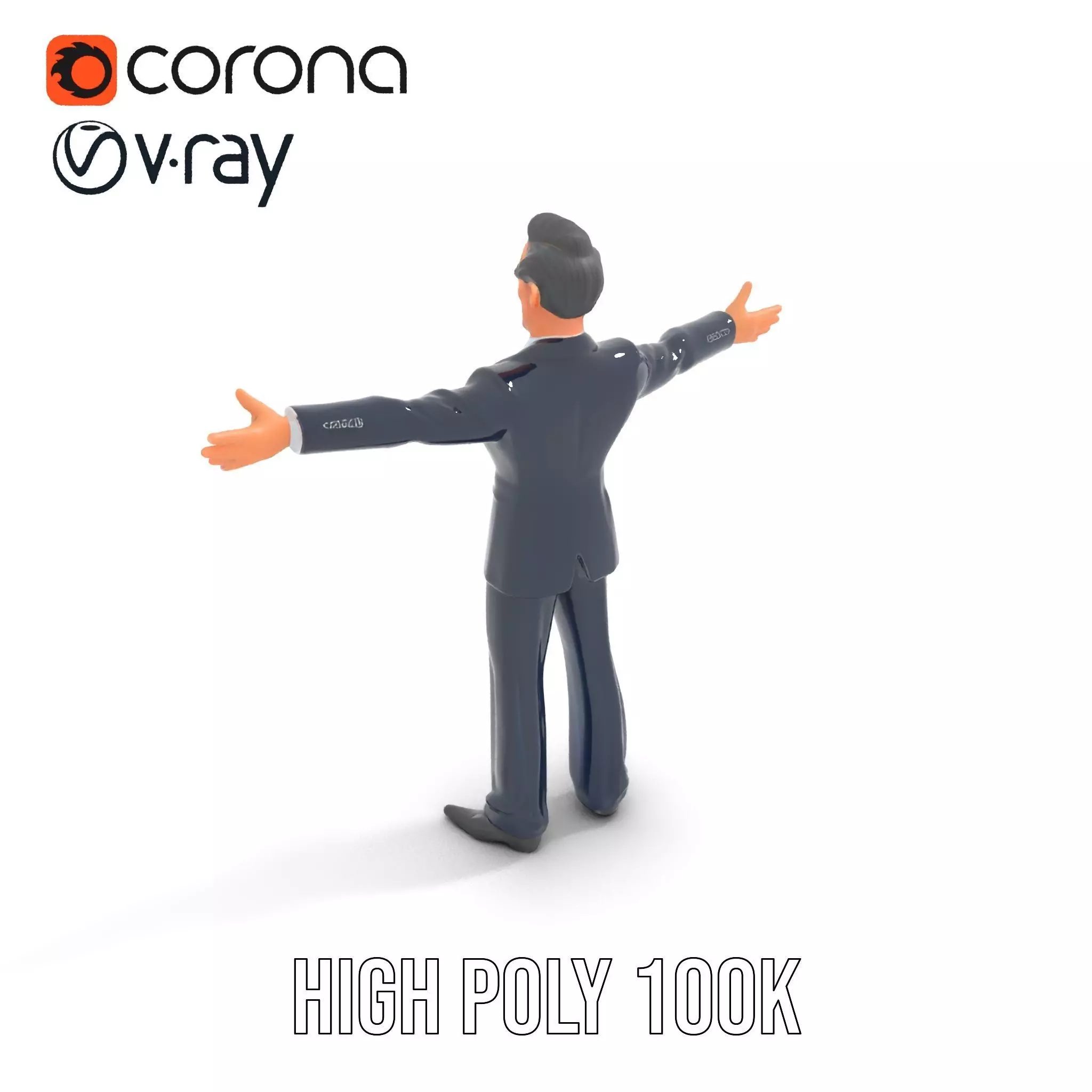 Cartoon Businessman Character in Suit Model Pack Low-poly 3D model_8