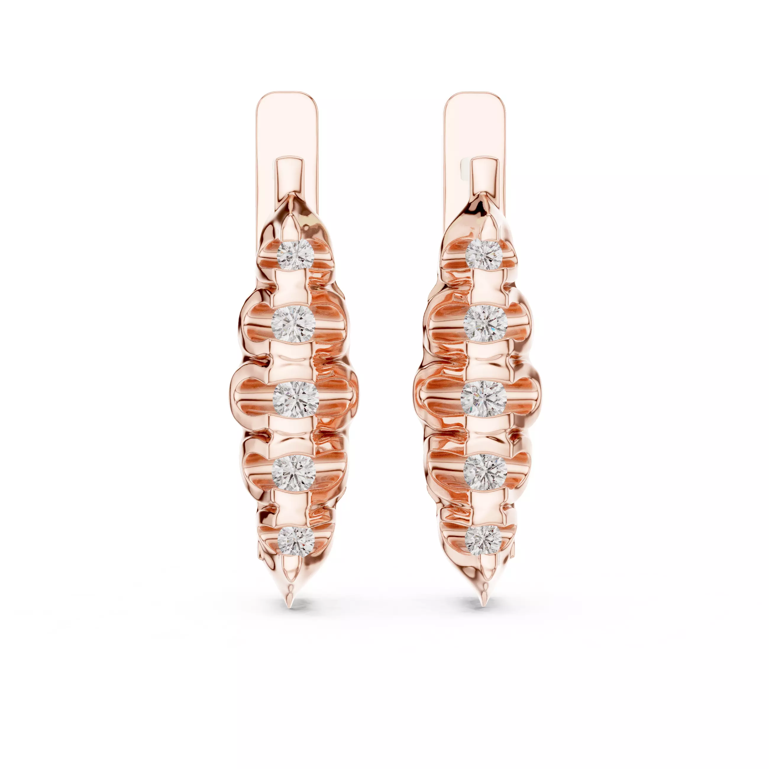 Round Cut Diamond Long Earring 3DM STL Video 3D print model