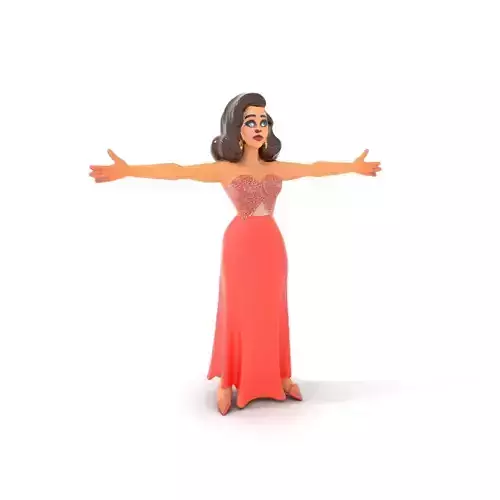 Elegant Evening Gown Model Pack with Character Low-poly 3D model