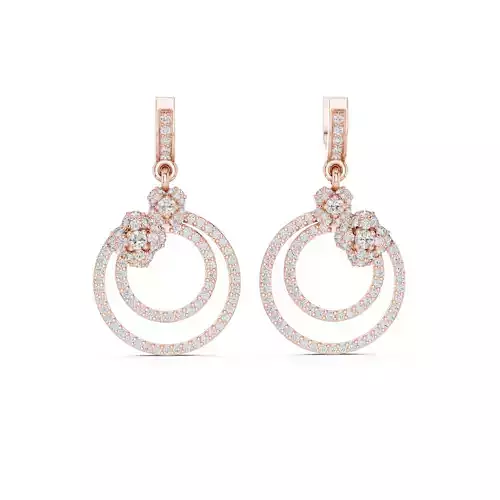 Double Circle Round Diamond Flower Earring 3DM STL Video 3D print model