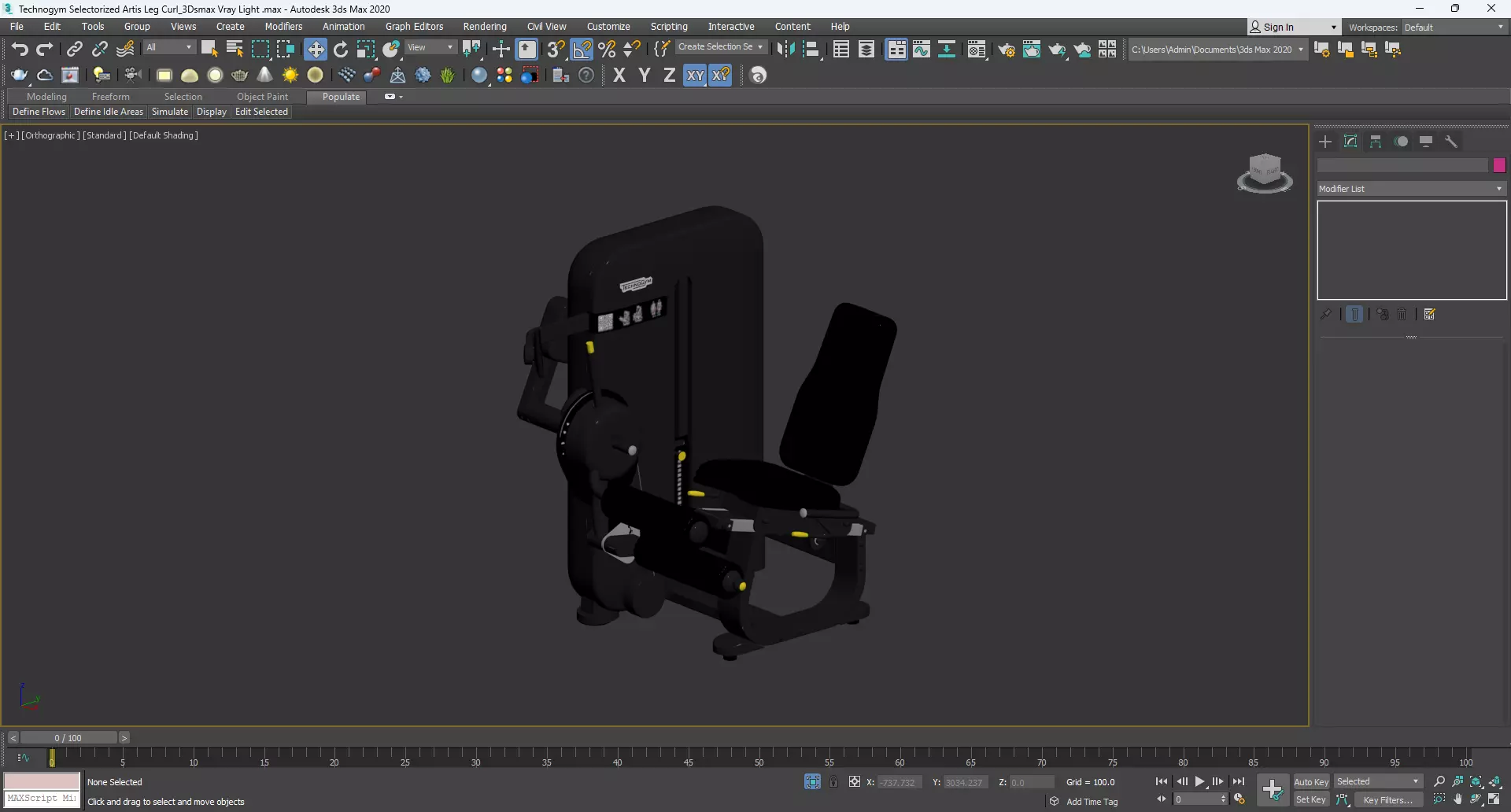 Technogym Selectorized Artis Leg Curl 3D model_10