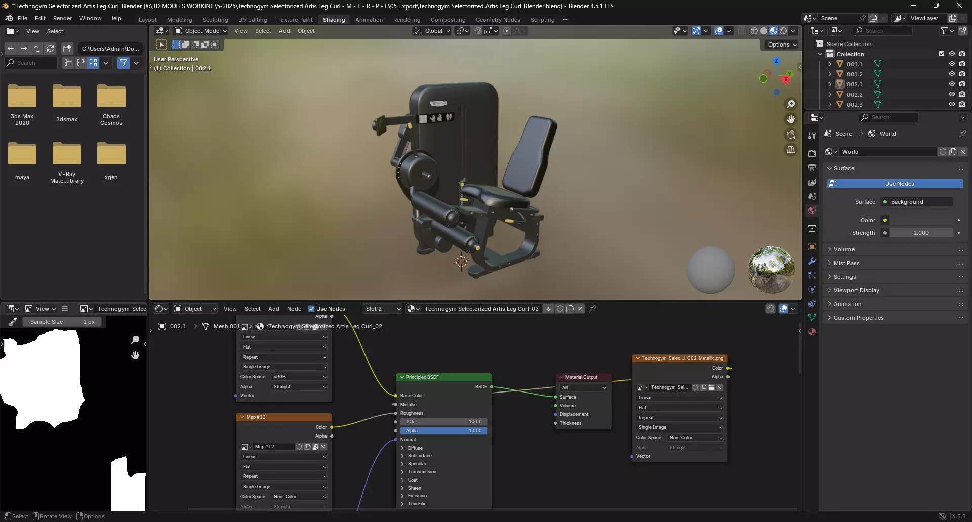 Technogym Selectorized Artis Leg Curl 3D model_11