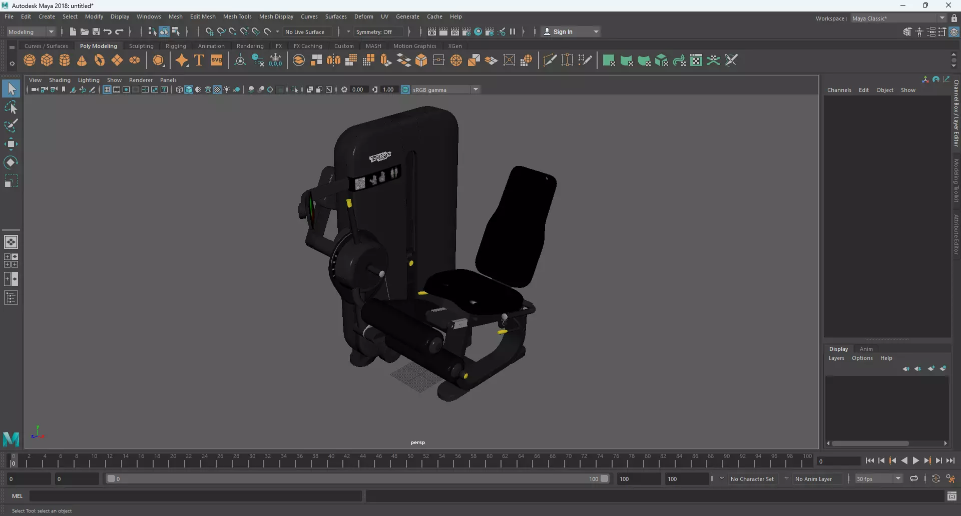 Technogym Selectorized Artis Leg Curl 3D model_13