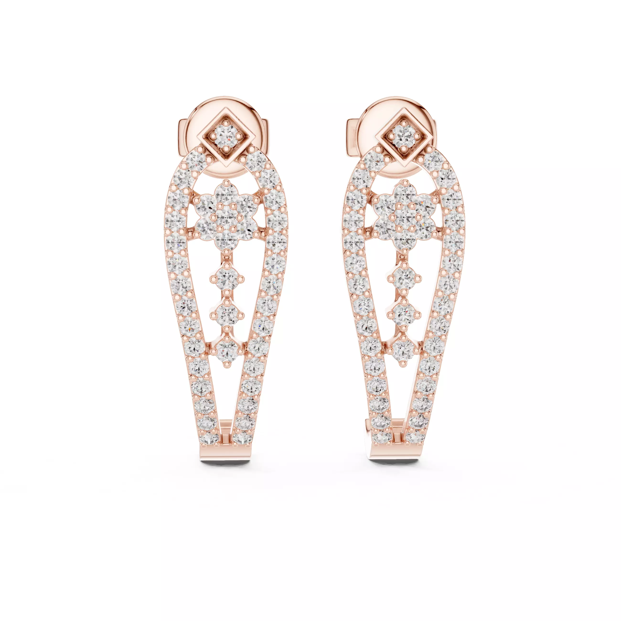 Round Cut Diamond Push Back Earring 3DM STL Video 3D print model