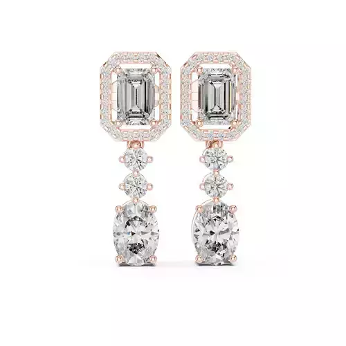 Emerald Oval Round Diamond Earring 3DM STL Video 3D print model