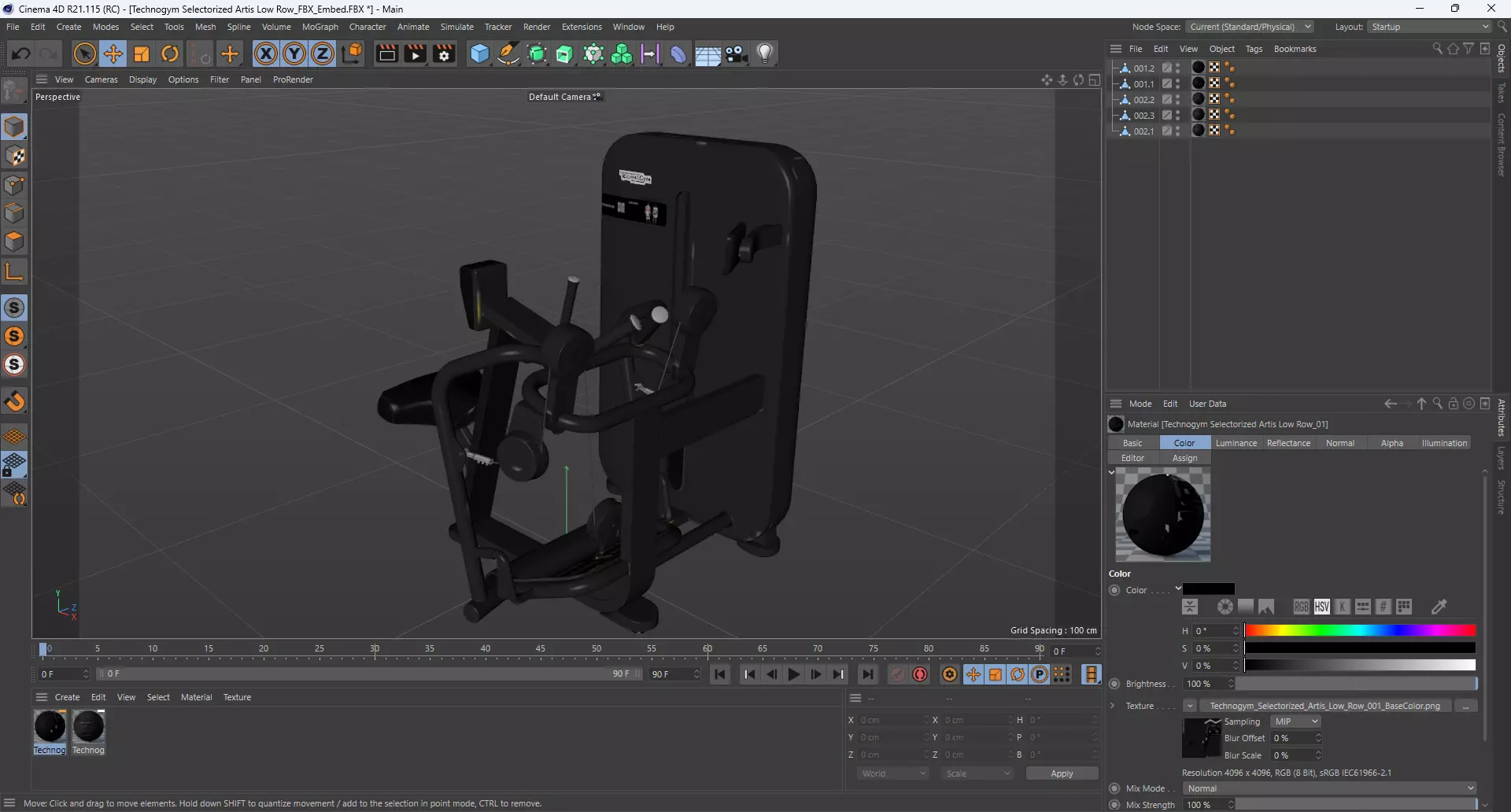 Technogym Selectorized Artis Low Row 3D model_14