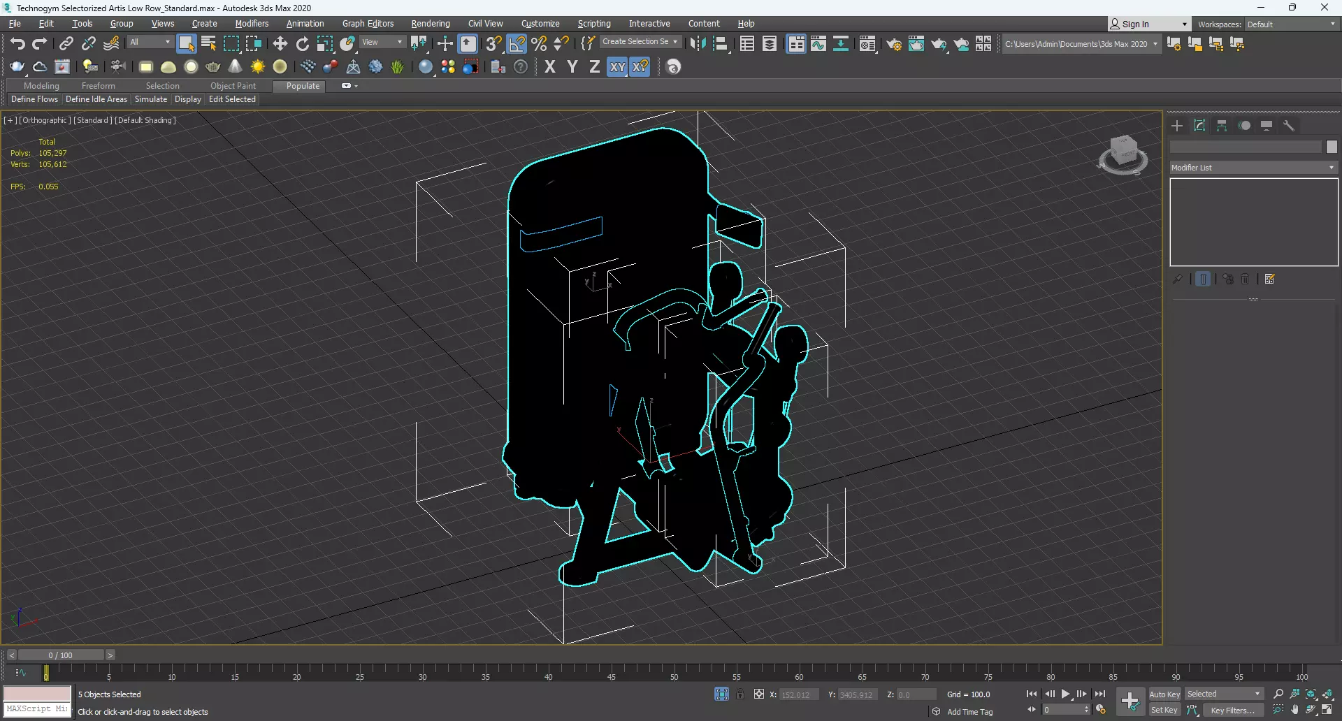 Technogym Selectorized Artis Low Row 3D model_12
