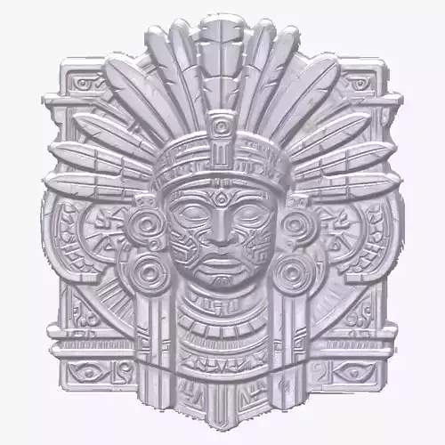 Mayan Warrior 1 basrelief for 3D printing