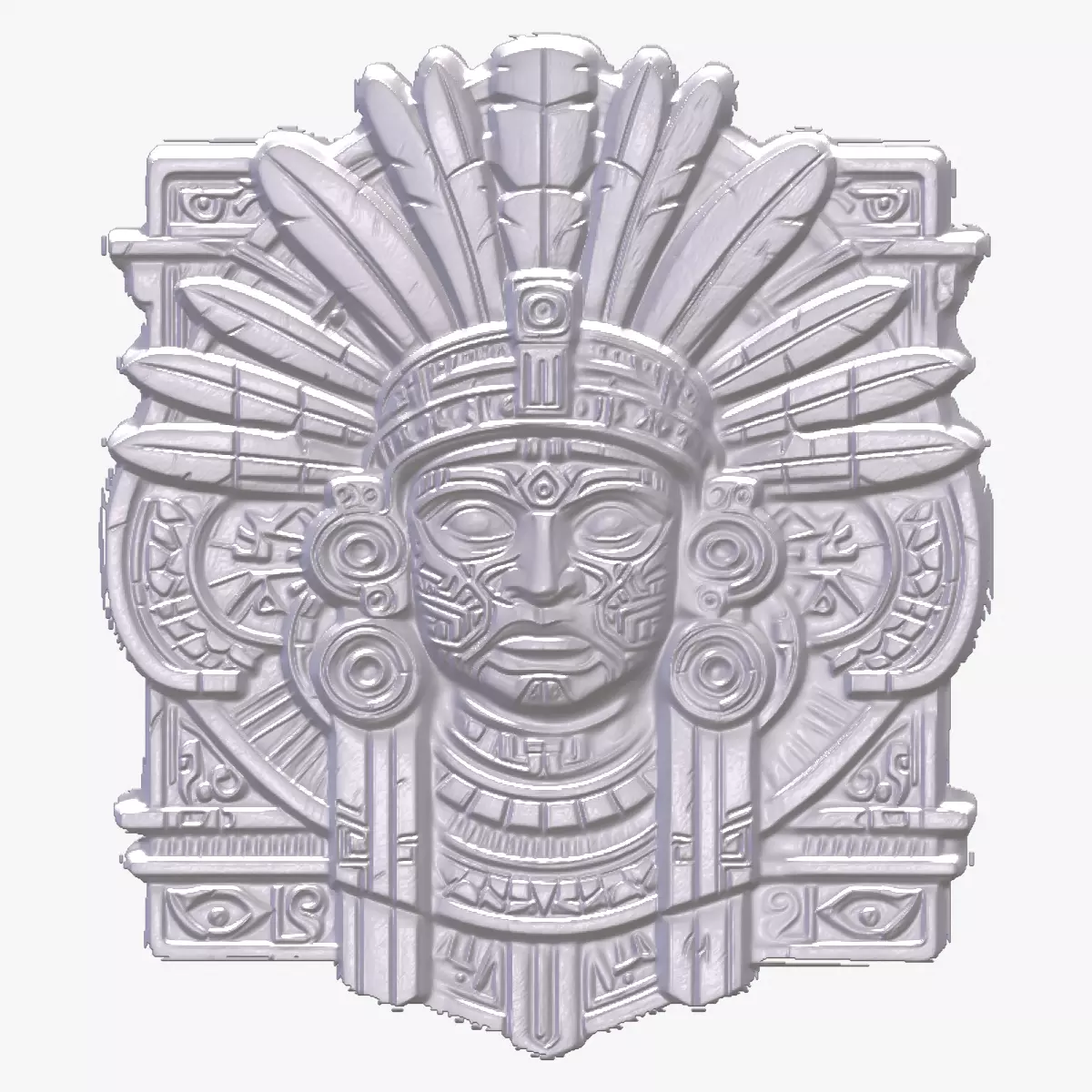 Mayan Warrior 1 basrelief for 3D printing 3D print model_0