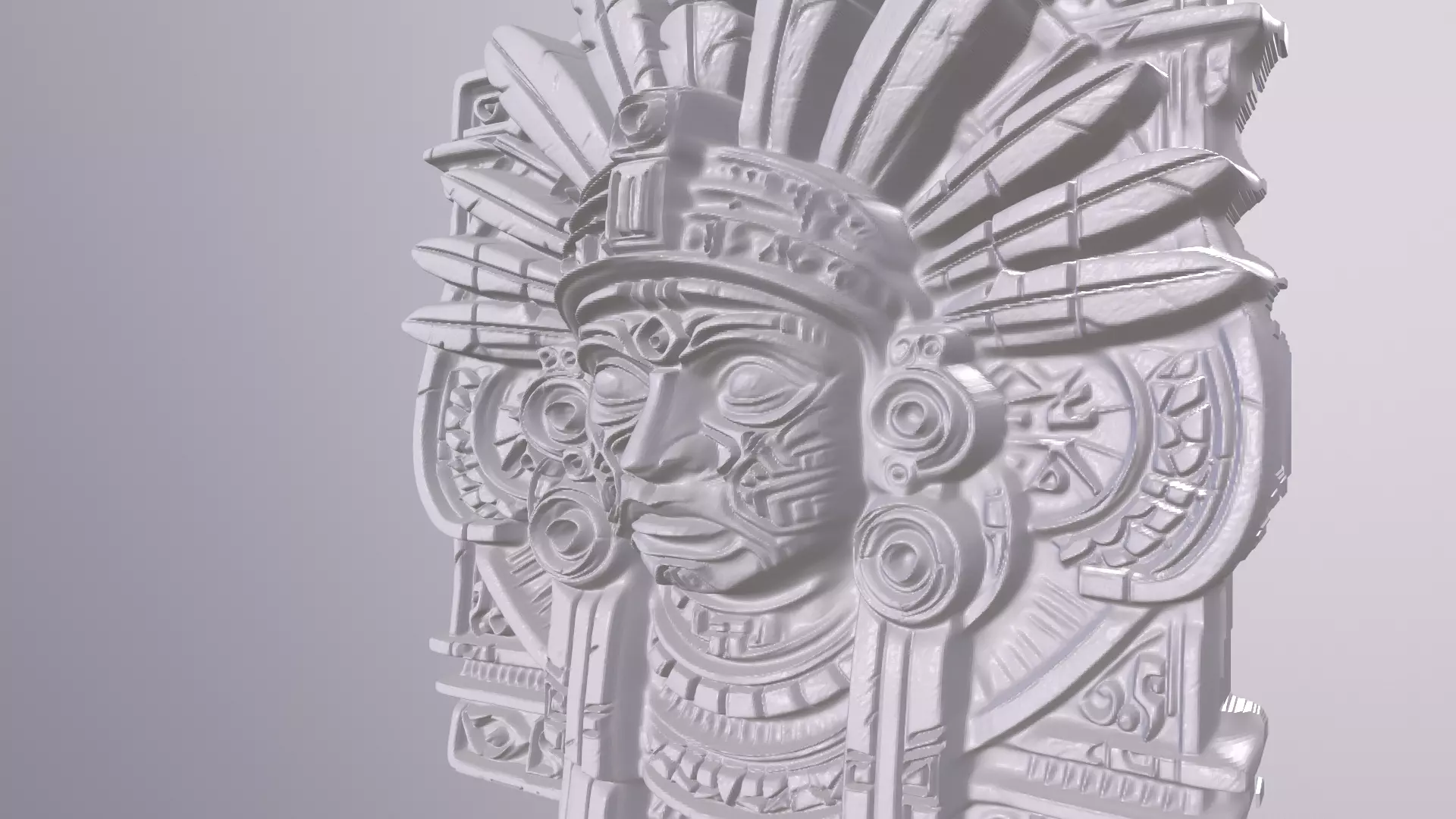 Mayan Warrior 1 basrelief for 3D printing 3D print model_3