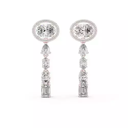 Oval Pear Marquise Emerald Diamond Earring 3DM STL Video 3D print model