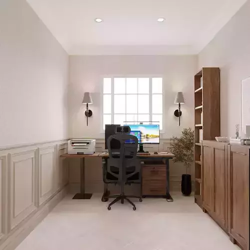 Study Room Home Office Interior Design 3D Model Scene 3D model