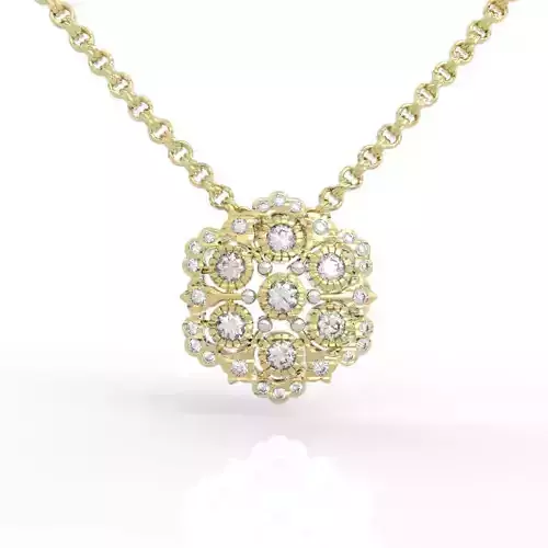 Modern Flower Cluster Diamond Pendant