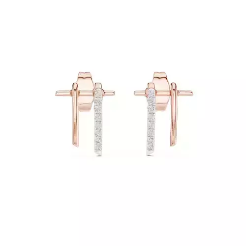 Round Cut Diamond Line Earring 3DM STL Video