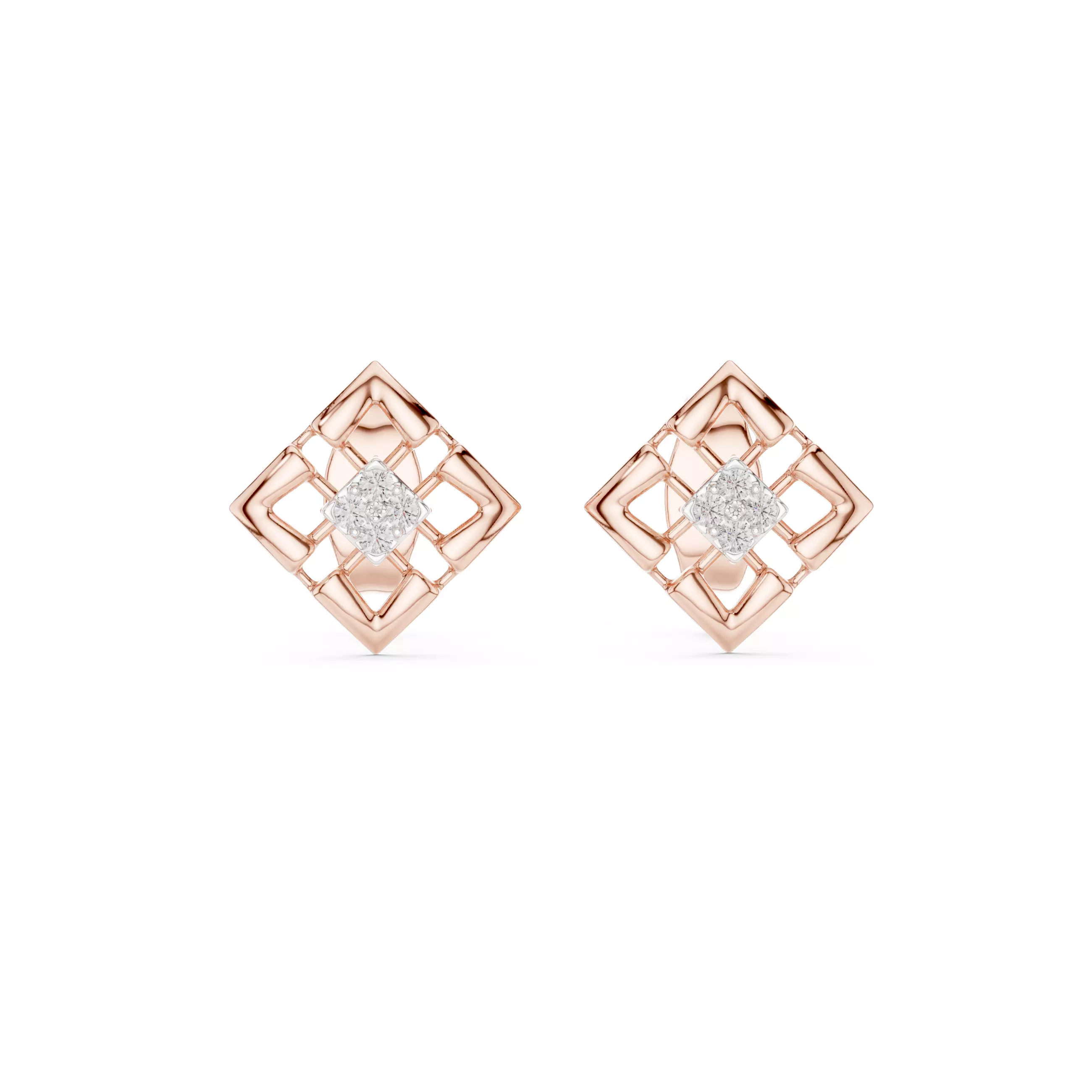 Round Cut Diamond Square Stud Earring 3DM STL Video 3D print model