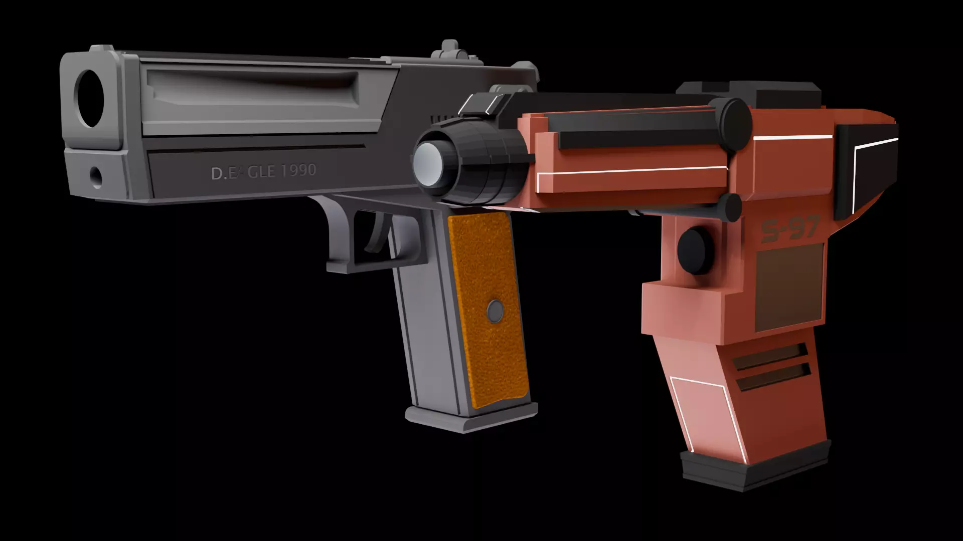 MID POLY GUN MODEL  Low-poly 3D model_0