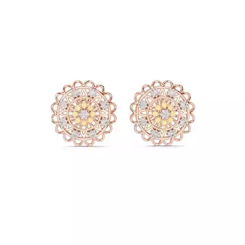 Round Diamond Floral Earring 3DM STL Video