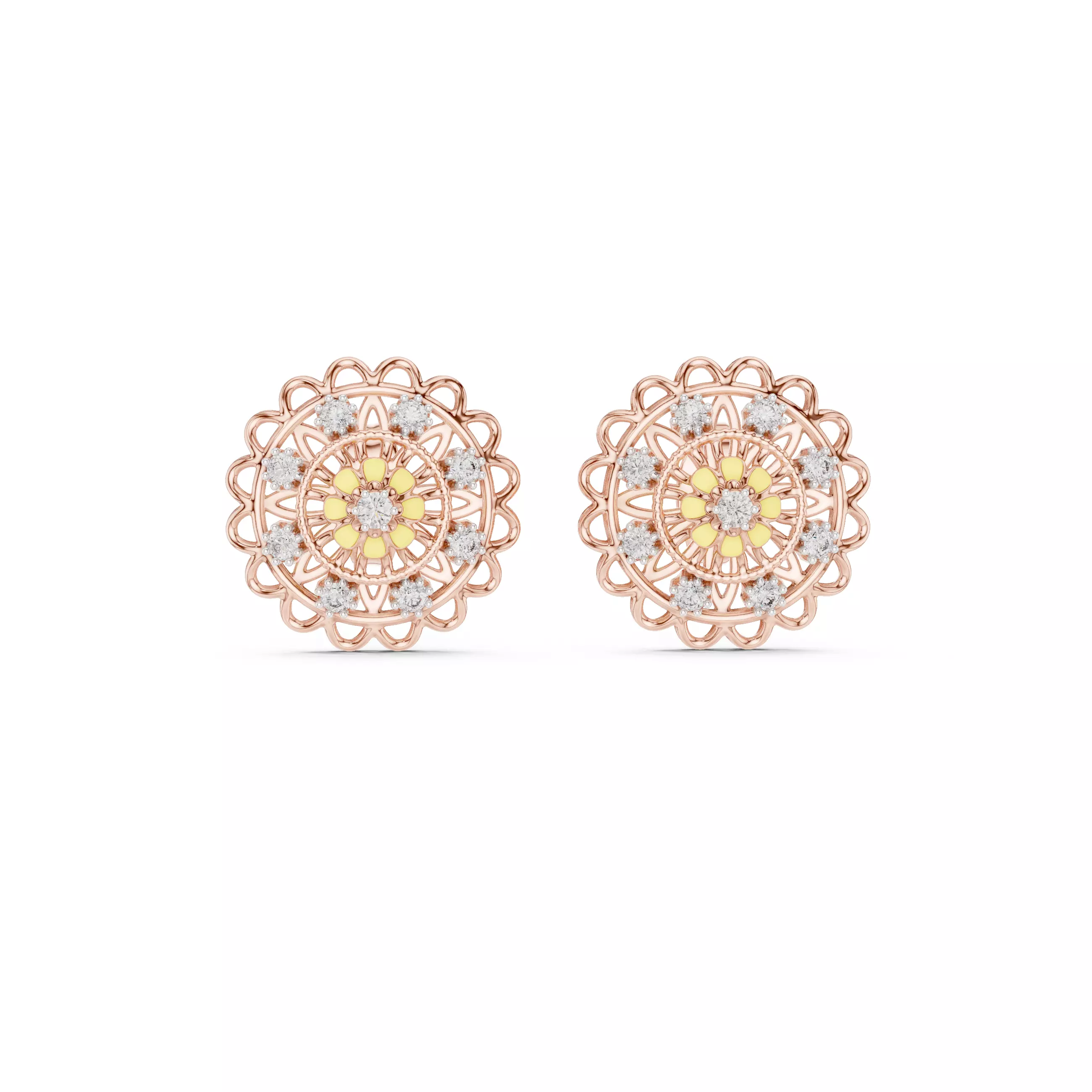 Round Diamond Floral Earring 3DM STL Video 3D print model