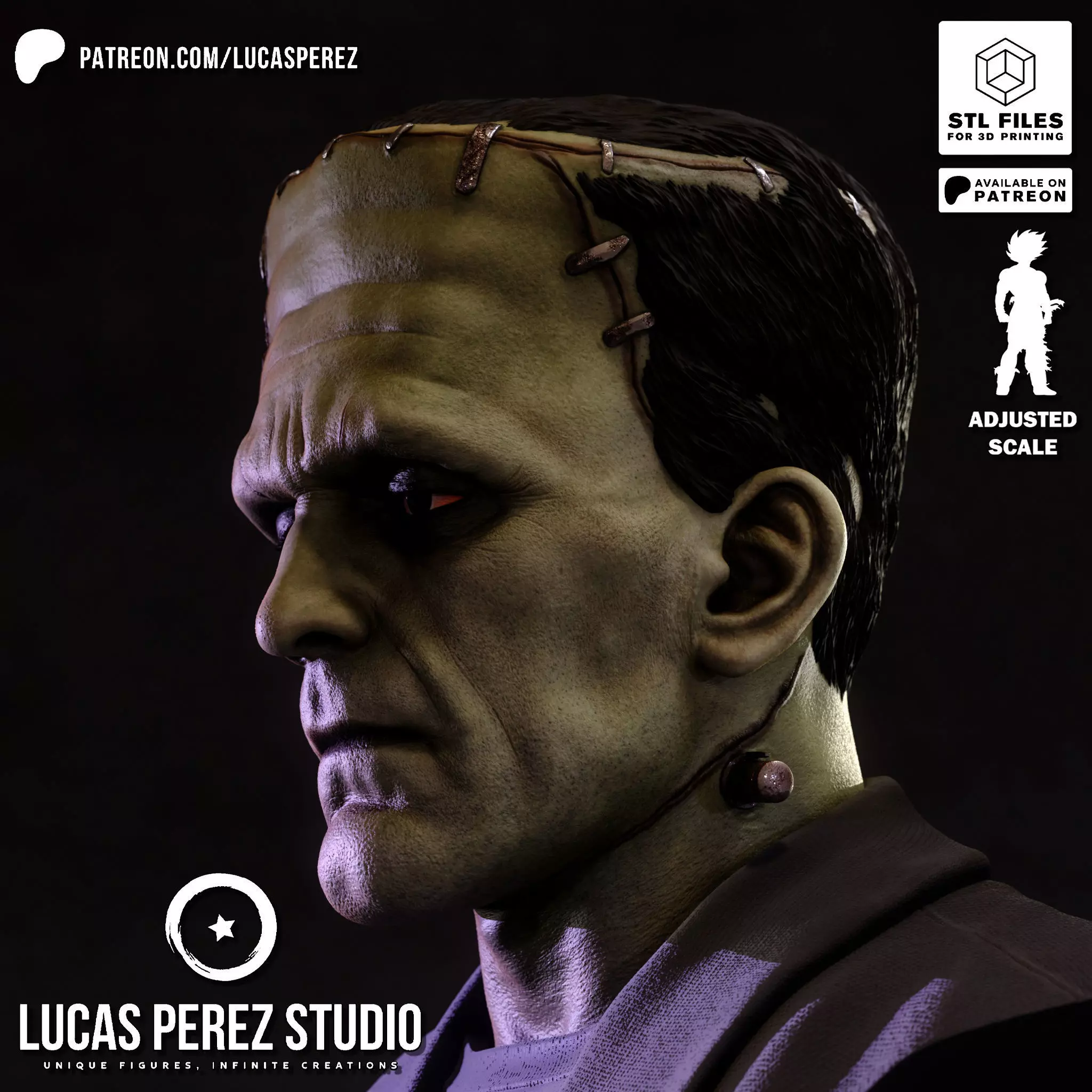 FRANKENSTEIN BUST 3D print model_19