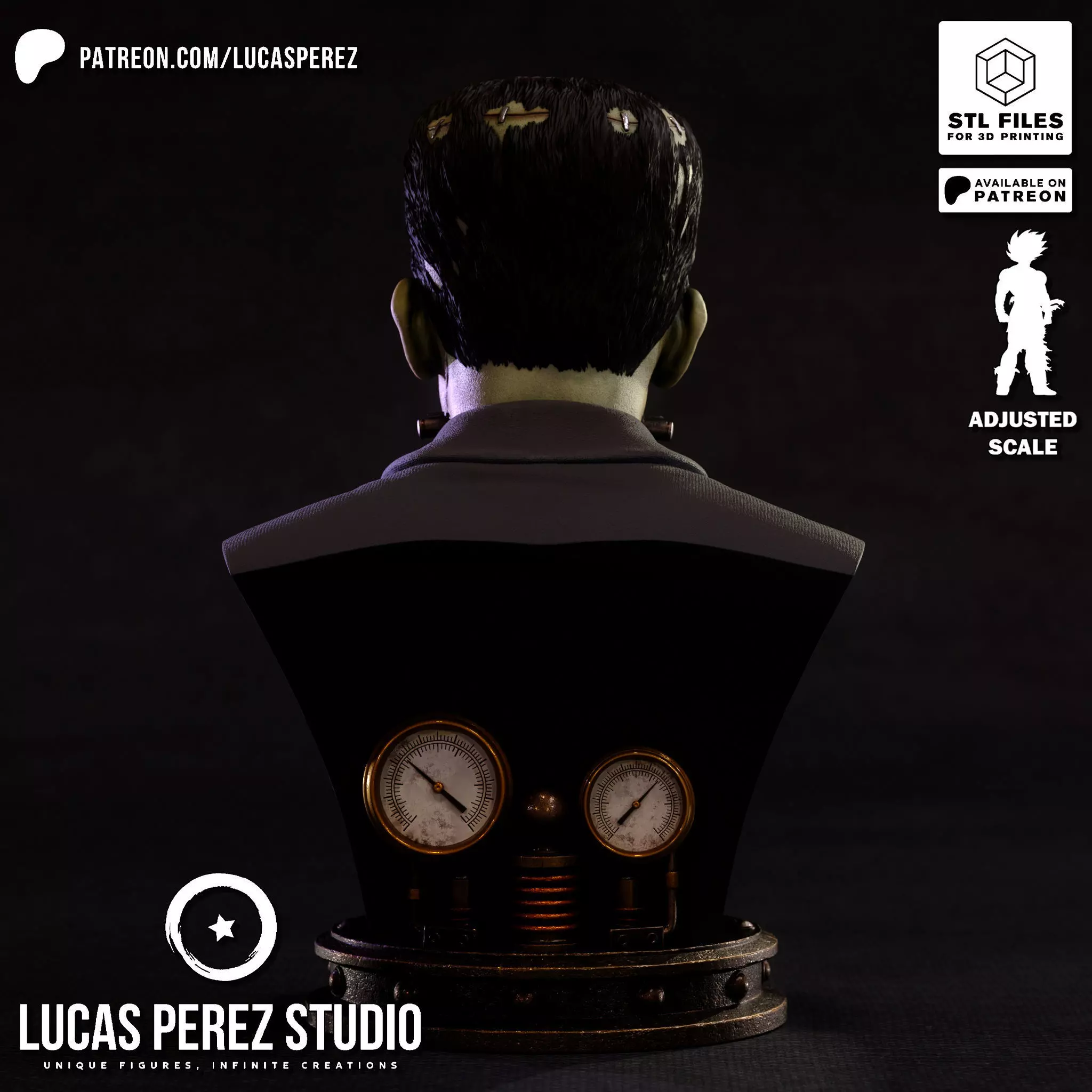 FRANKENSTEIN BUST 3D print model_6