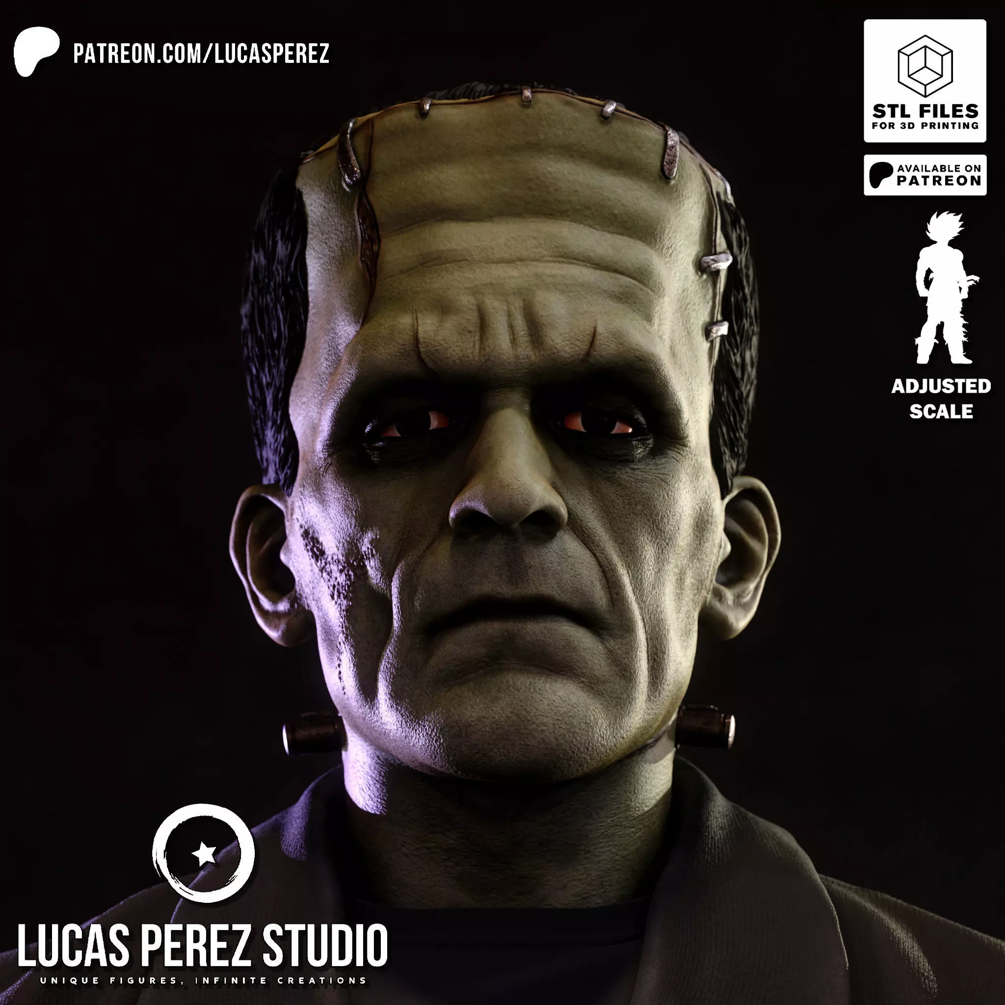 FRANKENSTEIN BUST 3D print model_12