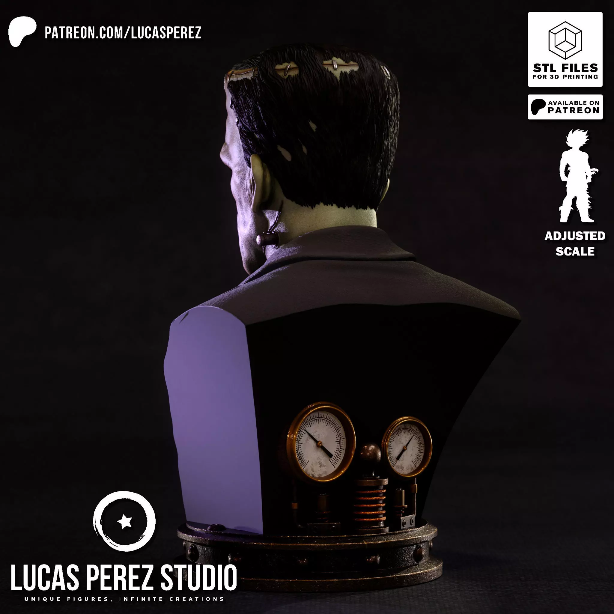 FRANKENSTEIN BUST 3D print model_7