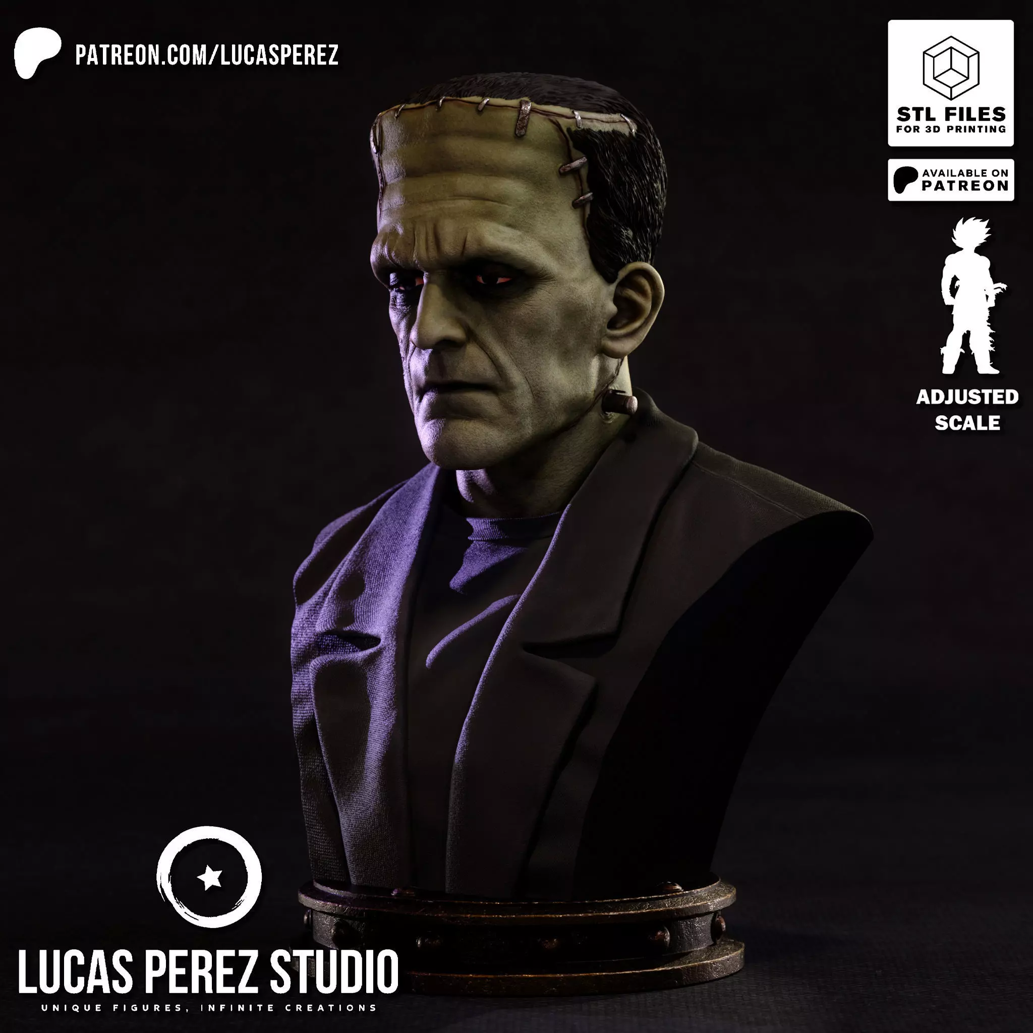 FRANKENSTEIN BUST 3D print model_10