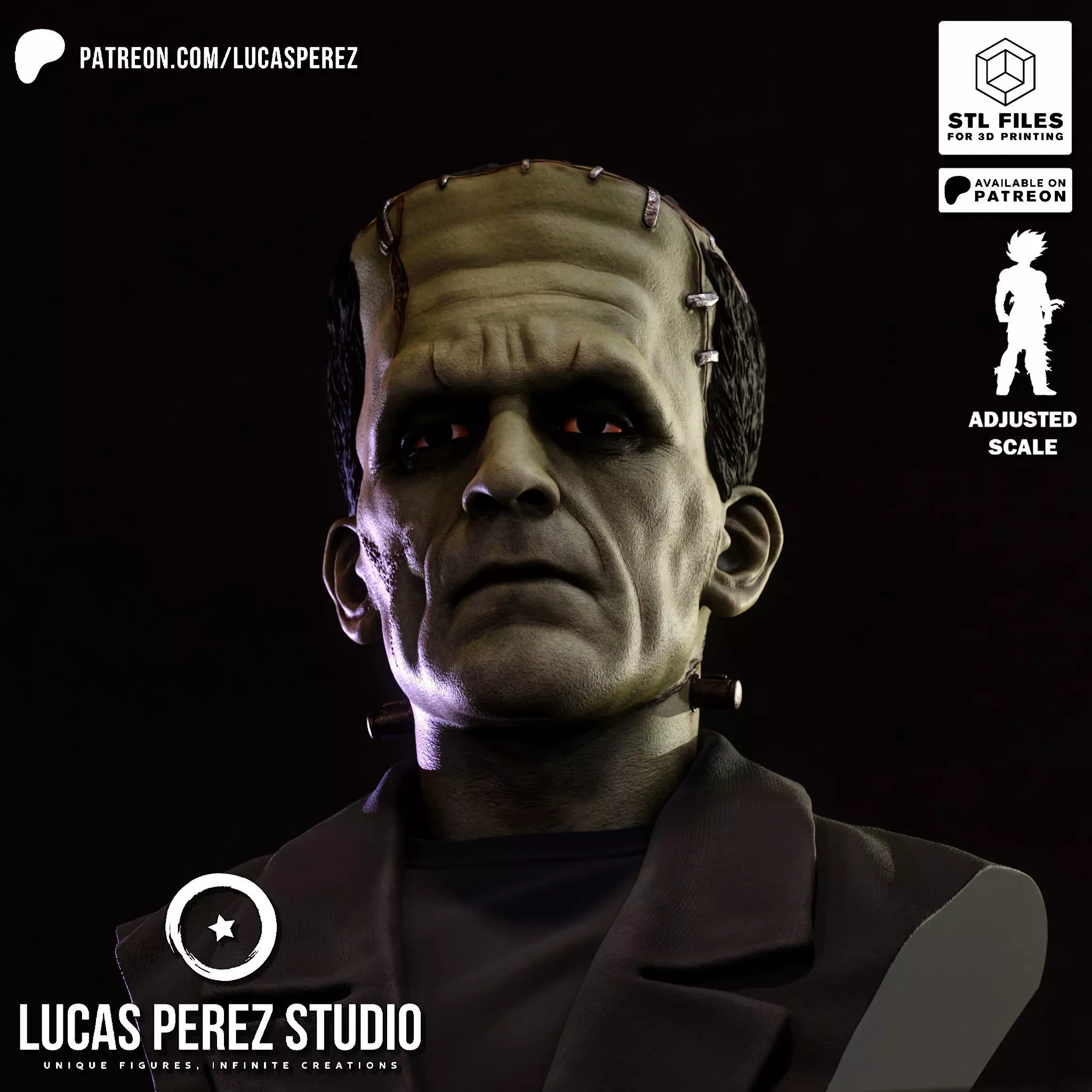 FRANKENSTEIN BUST 3D print model_22
