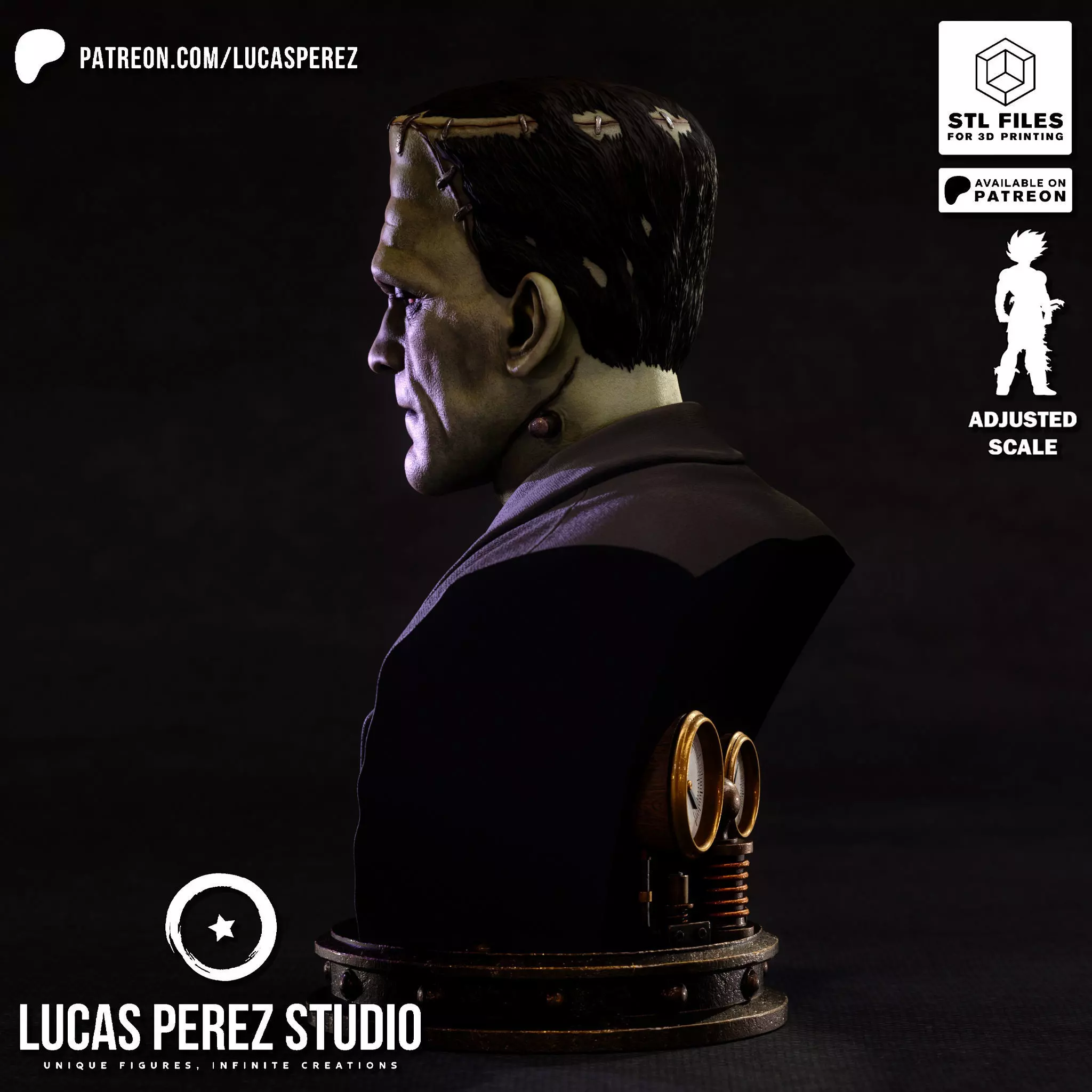 FRANKENSTEIN BUST 3D print model_8