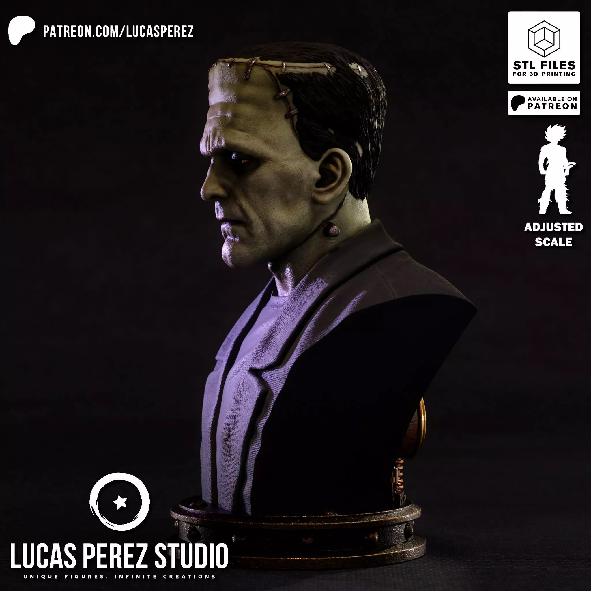 FRANKENSTEIN BUST 3D print model_9