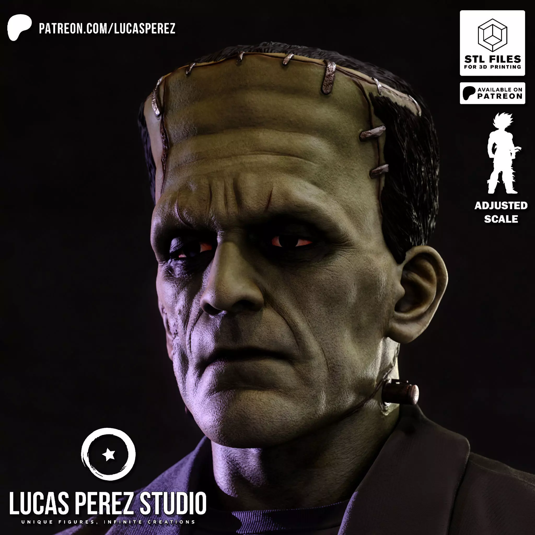 FRANKENSTEIN BUST 3D print model_20