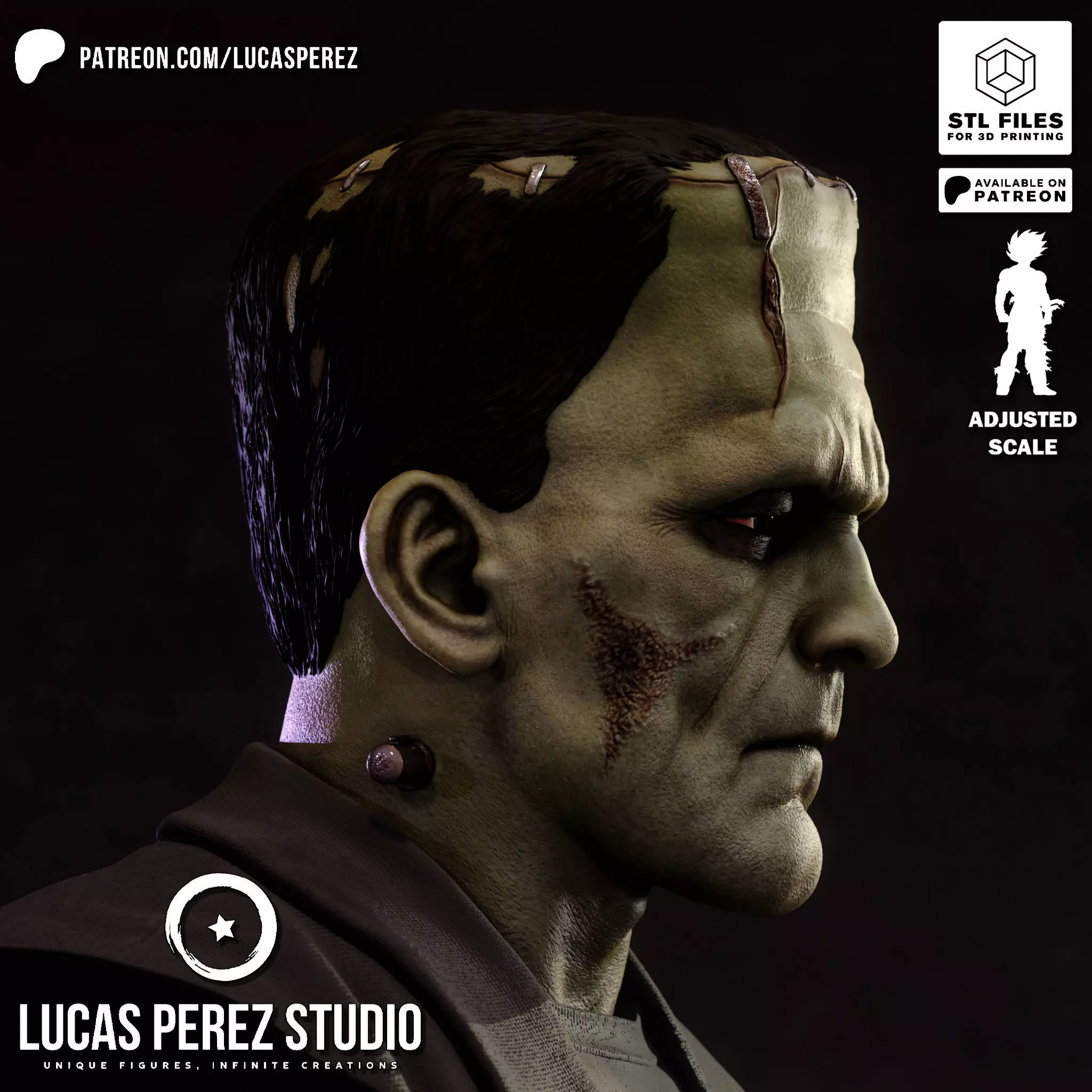 FRANKENSTEIN BUST 3D print model_15