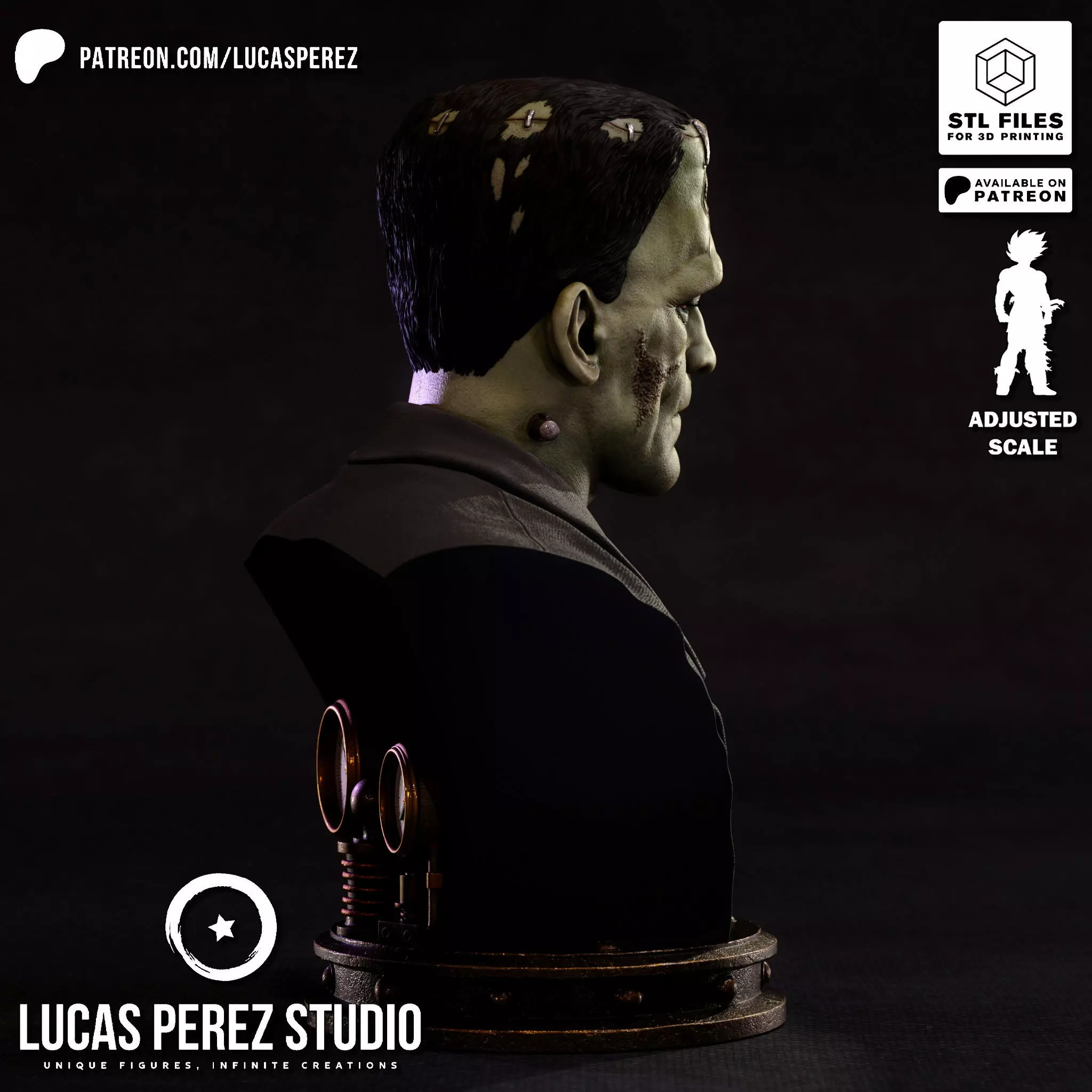 FRANKENSTEIN BUST 3D print model_4