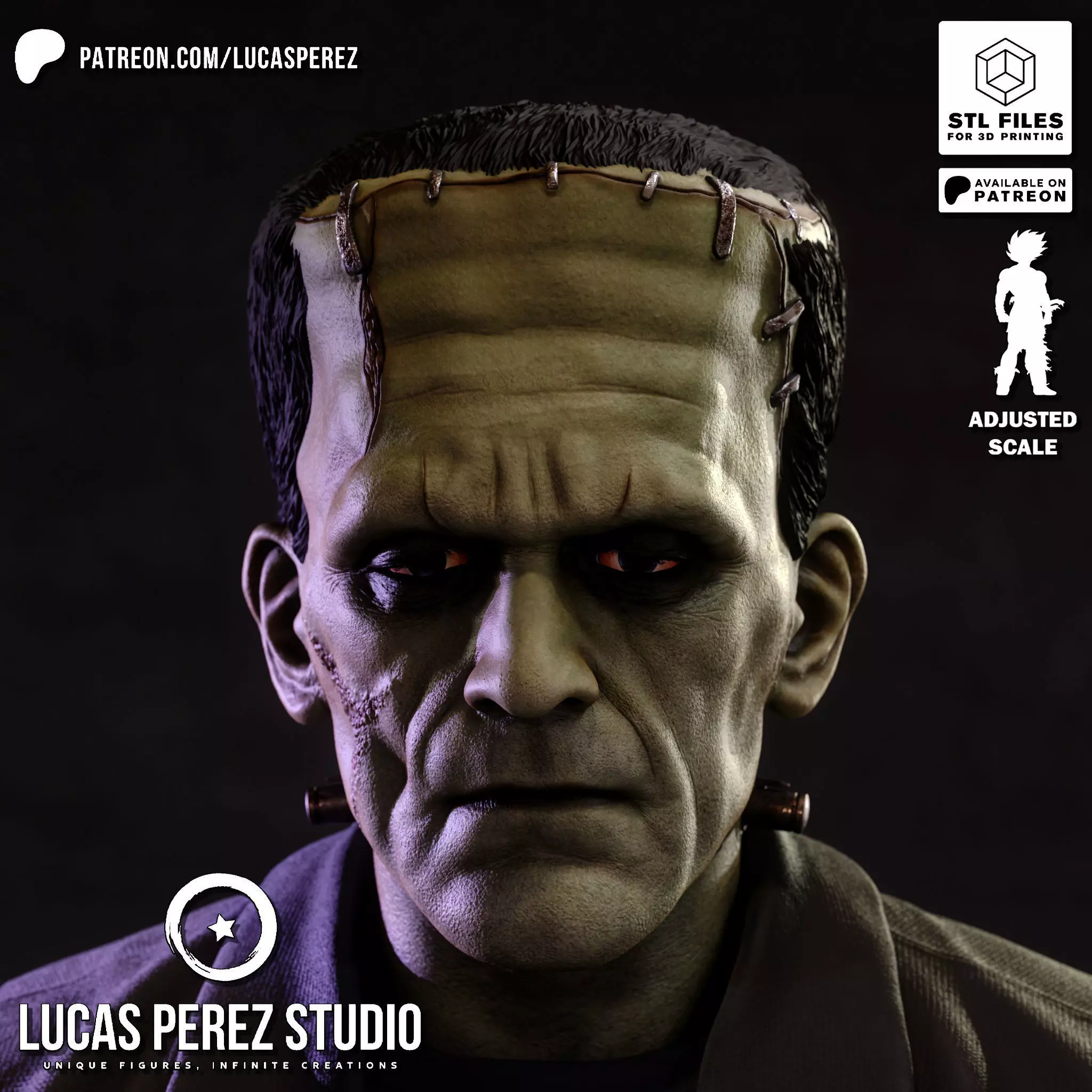 FRANKENSTEIN BUST 3D print model_21