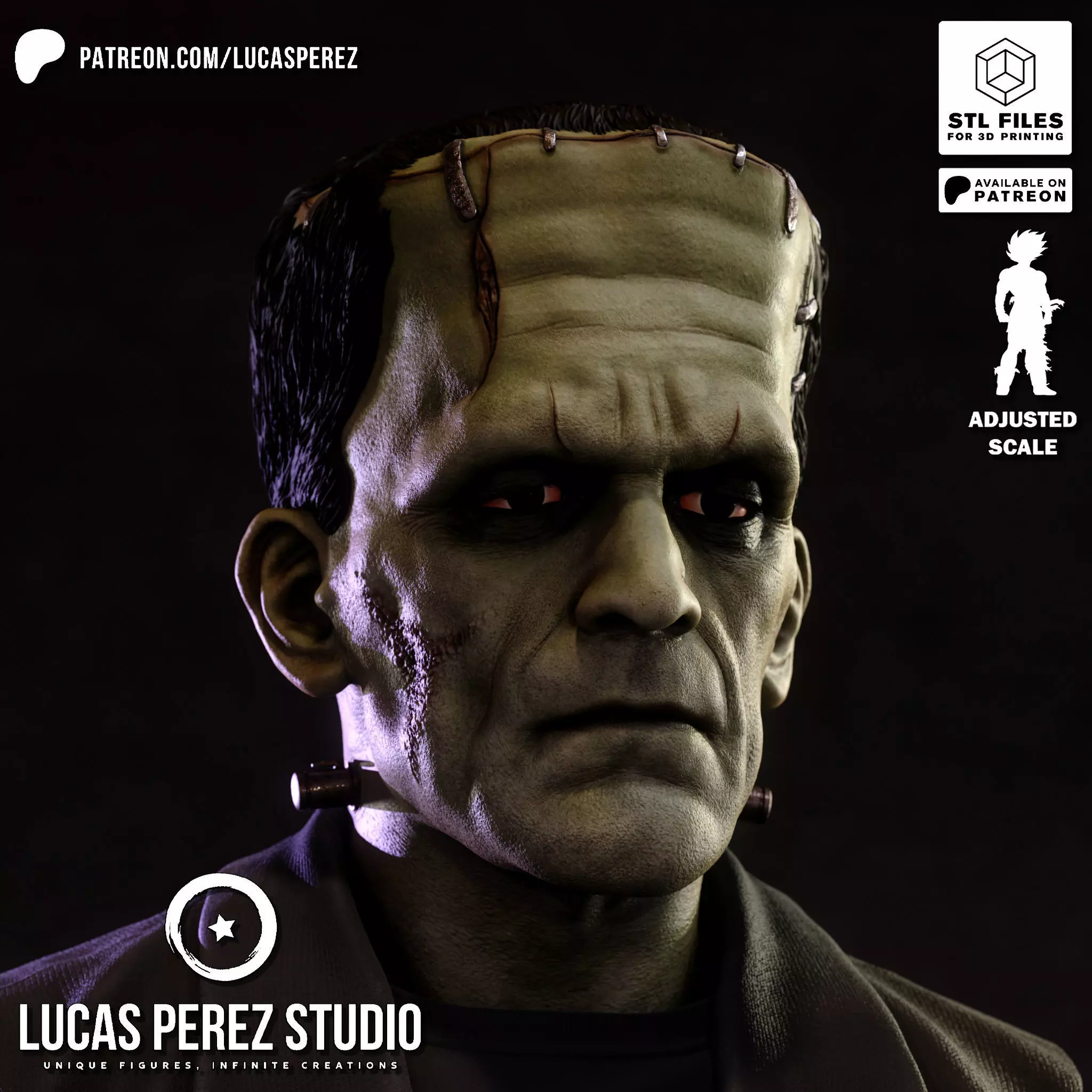 FRANKENSTEIN BUST 3D print model_13
