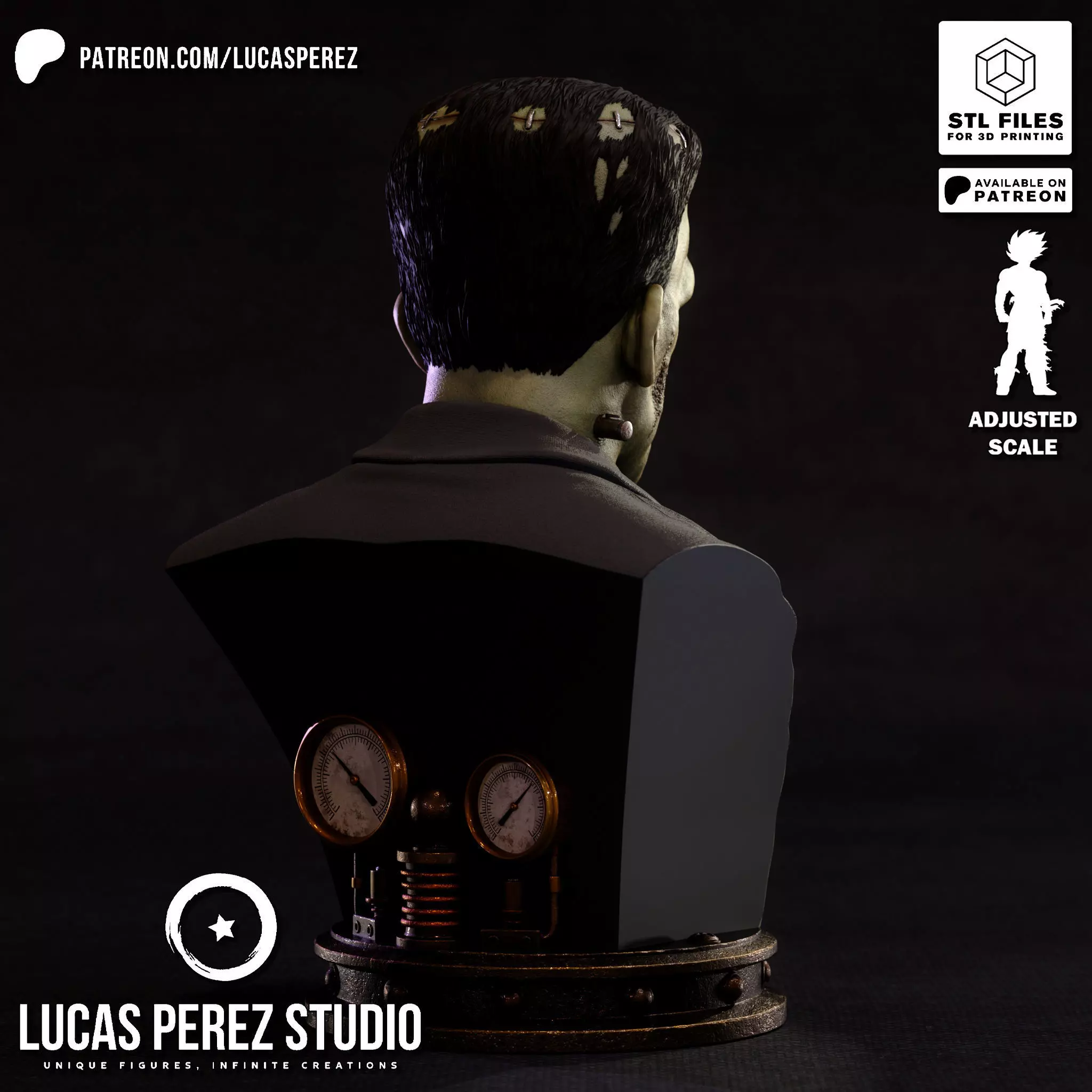 FRANKENSTEIN BUST 3D print model_5