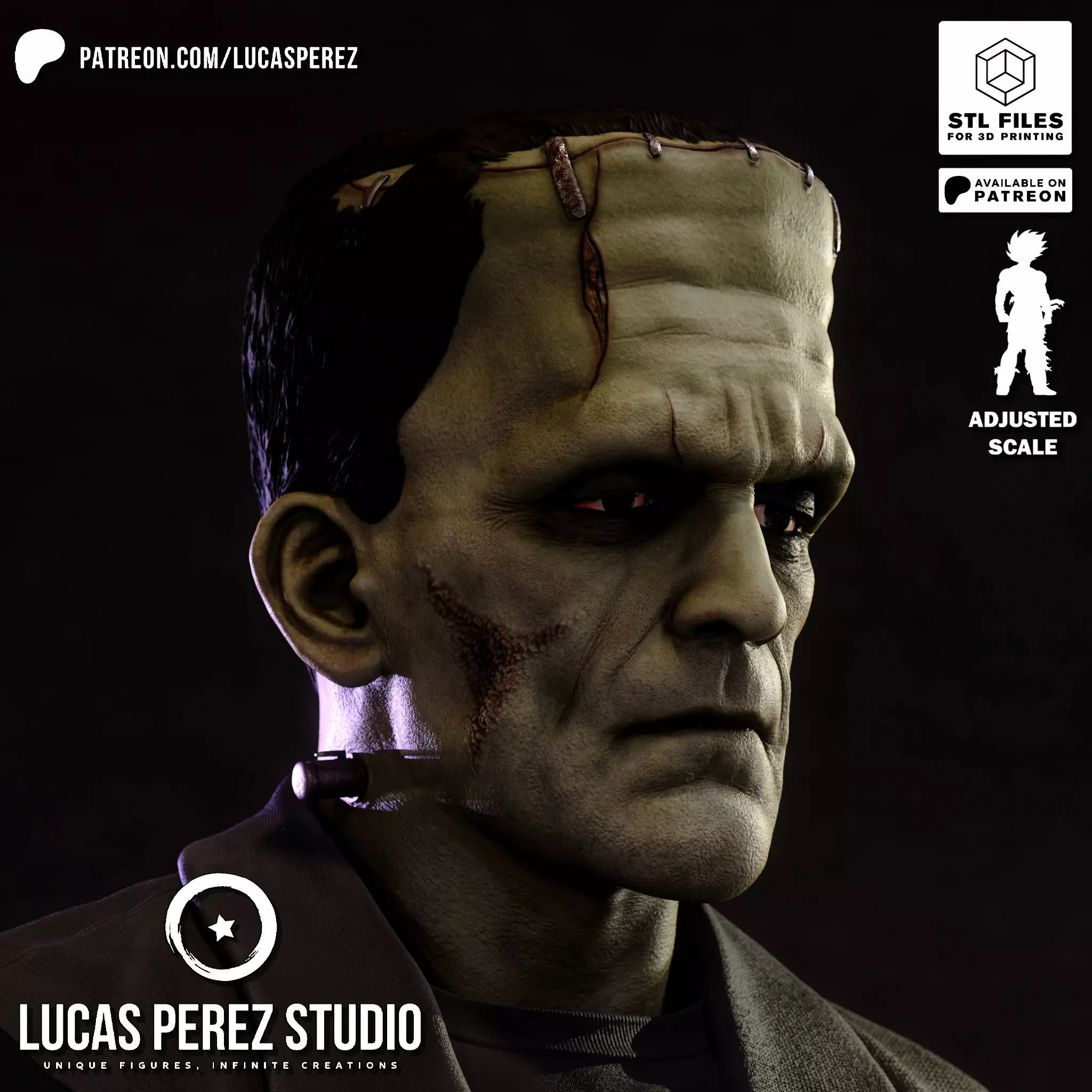 FRANKENSTEIN BUST 3D print model_14