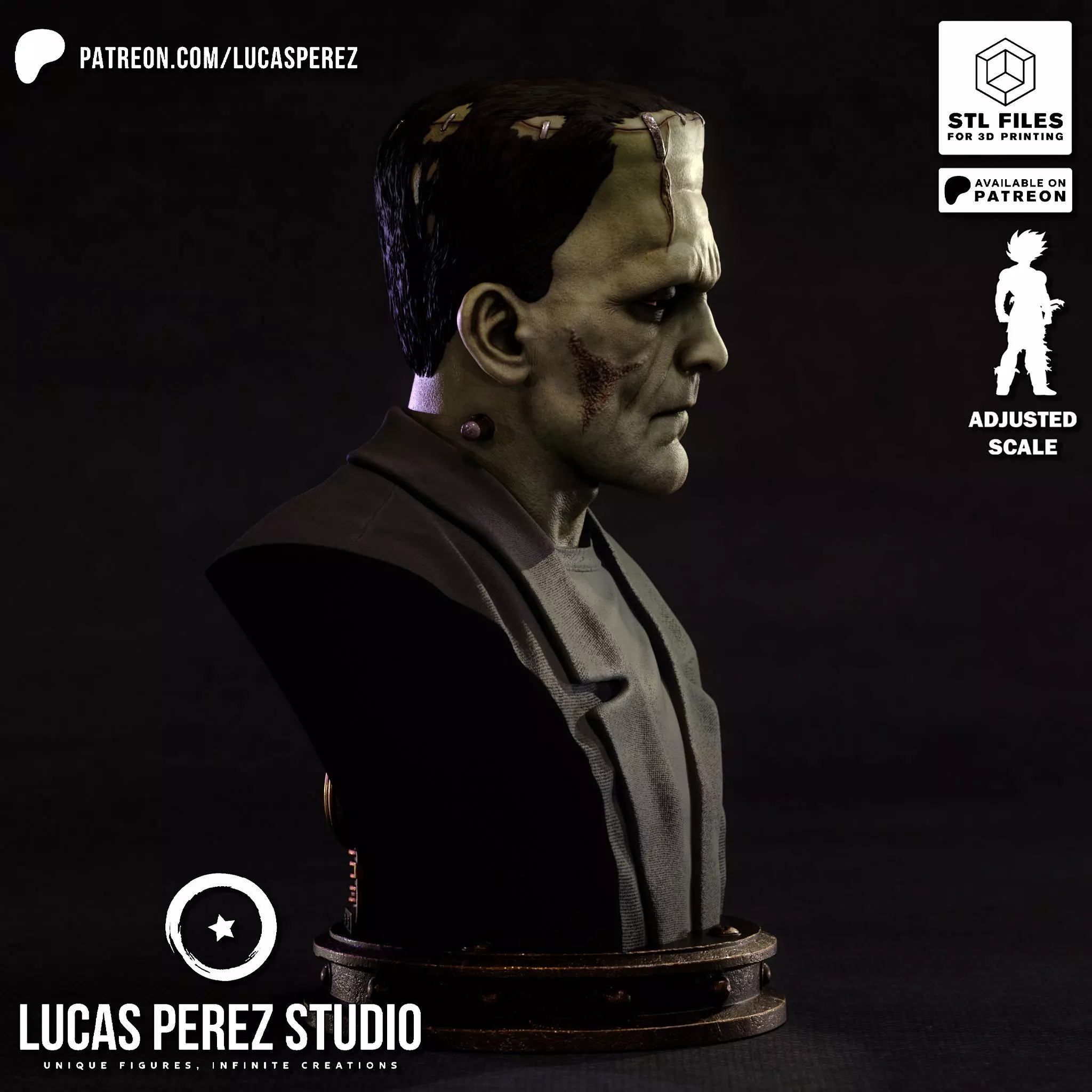 FRANKENSTEIN BUST 3D print model_3