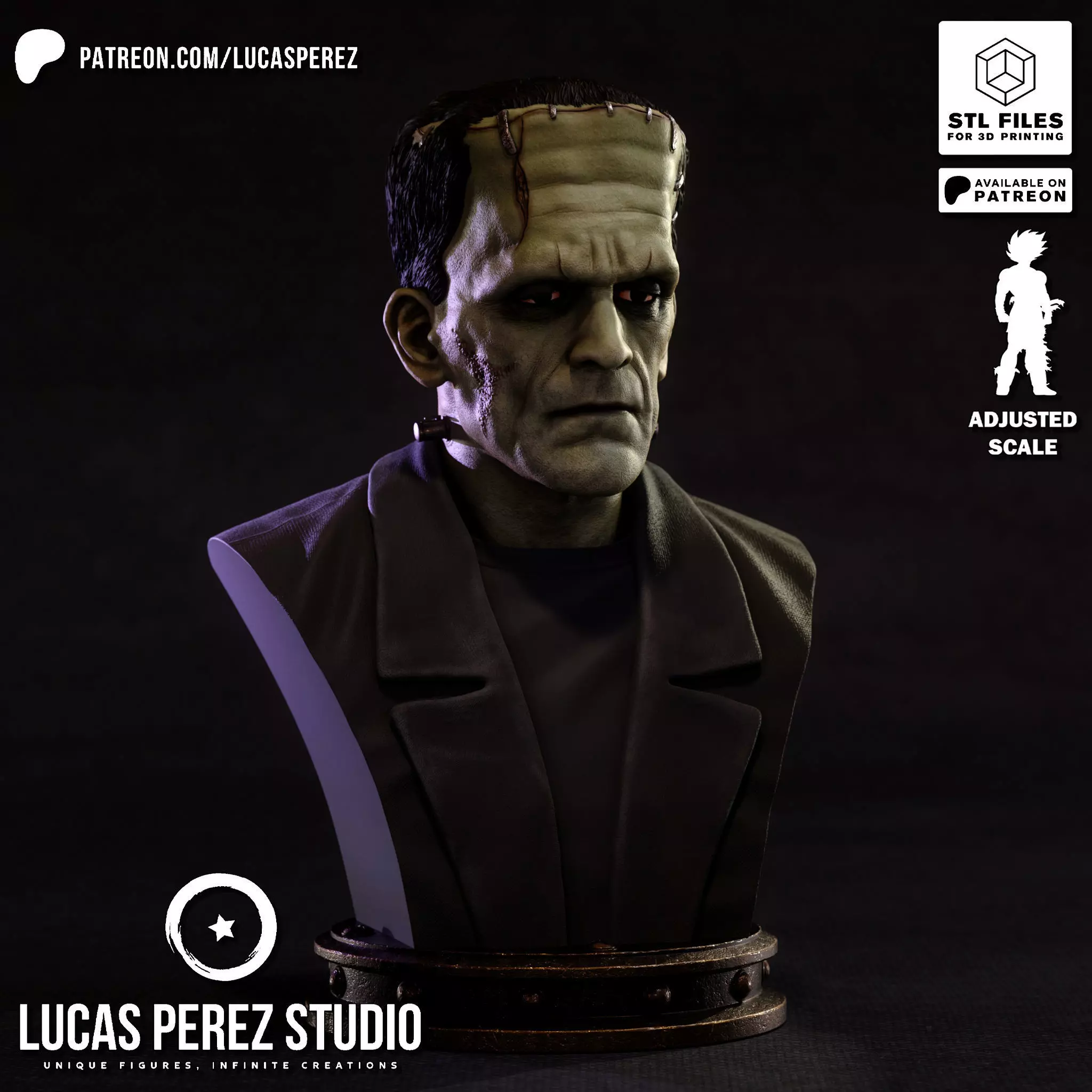FRANKENSTEIN BUST 3D print model_1