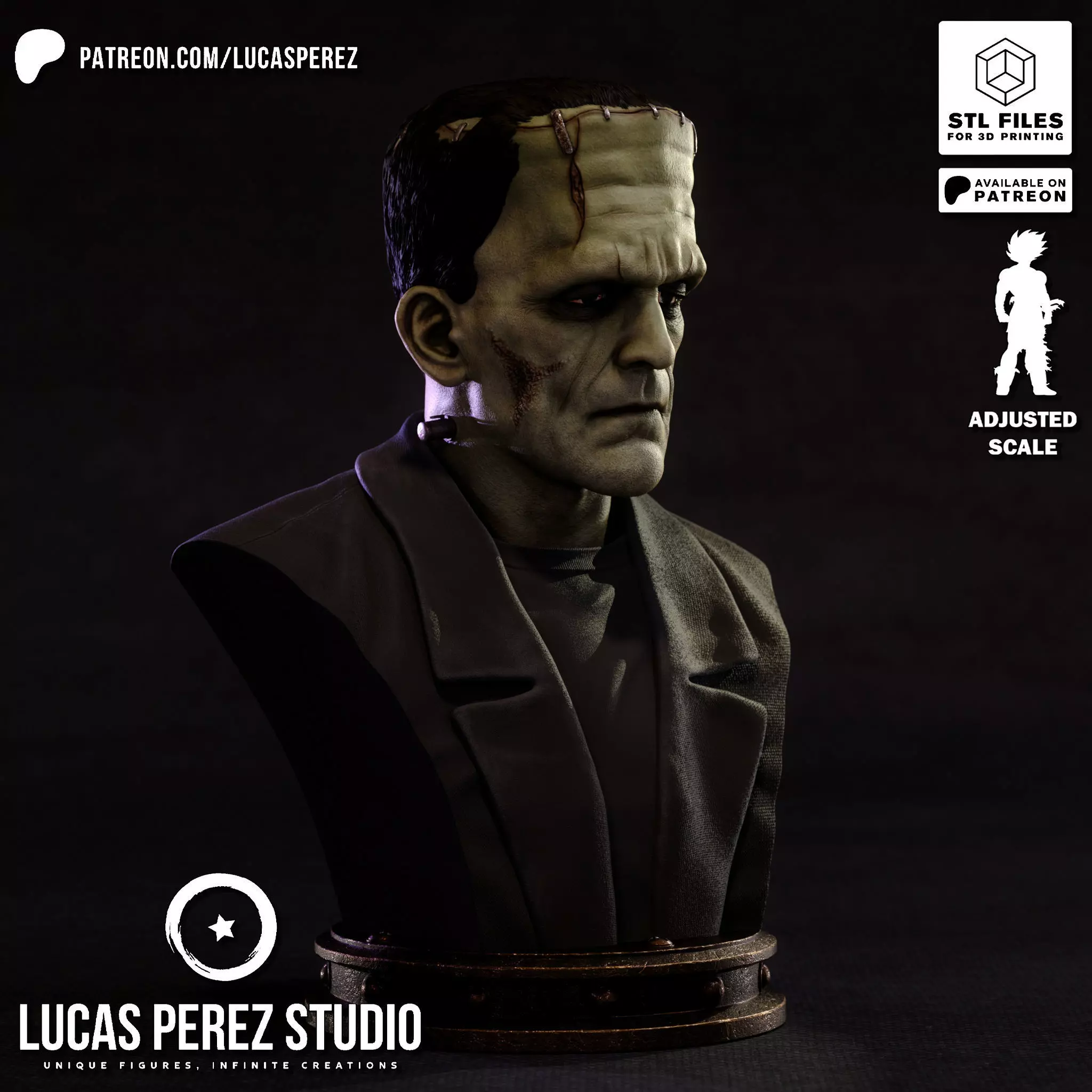 FRANKENSTEIN BUST 3D print model_2